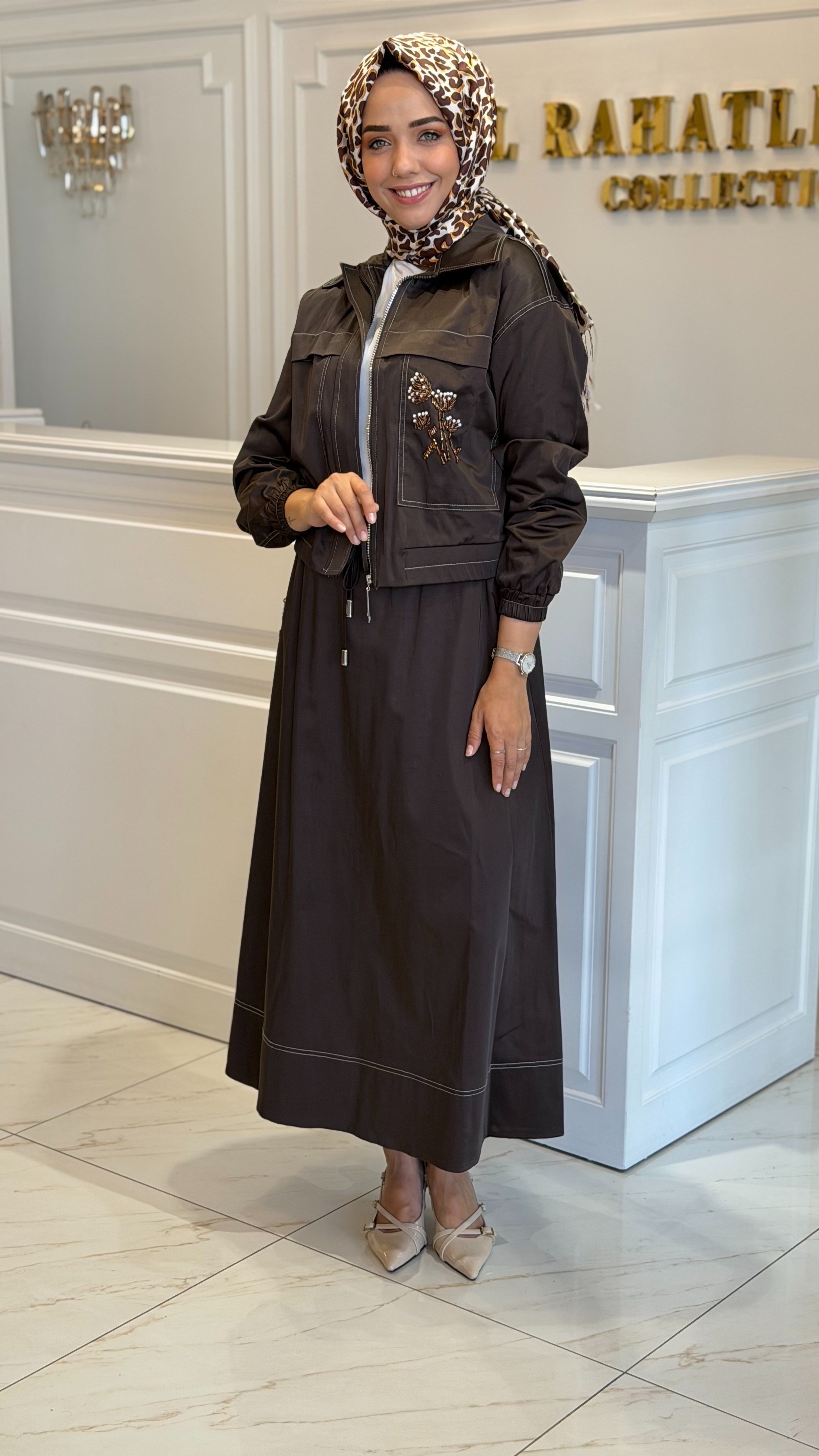 MİSSEMRAMİSS 5371 NORA NAKIŞLI TAKIM KAHVE