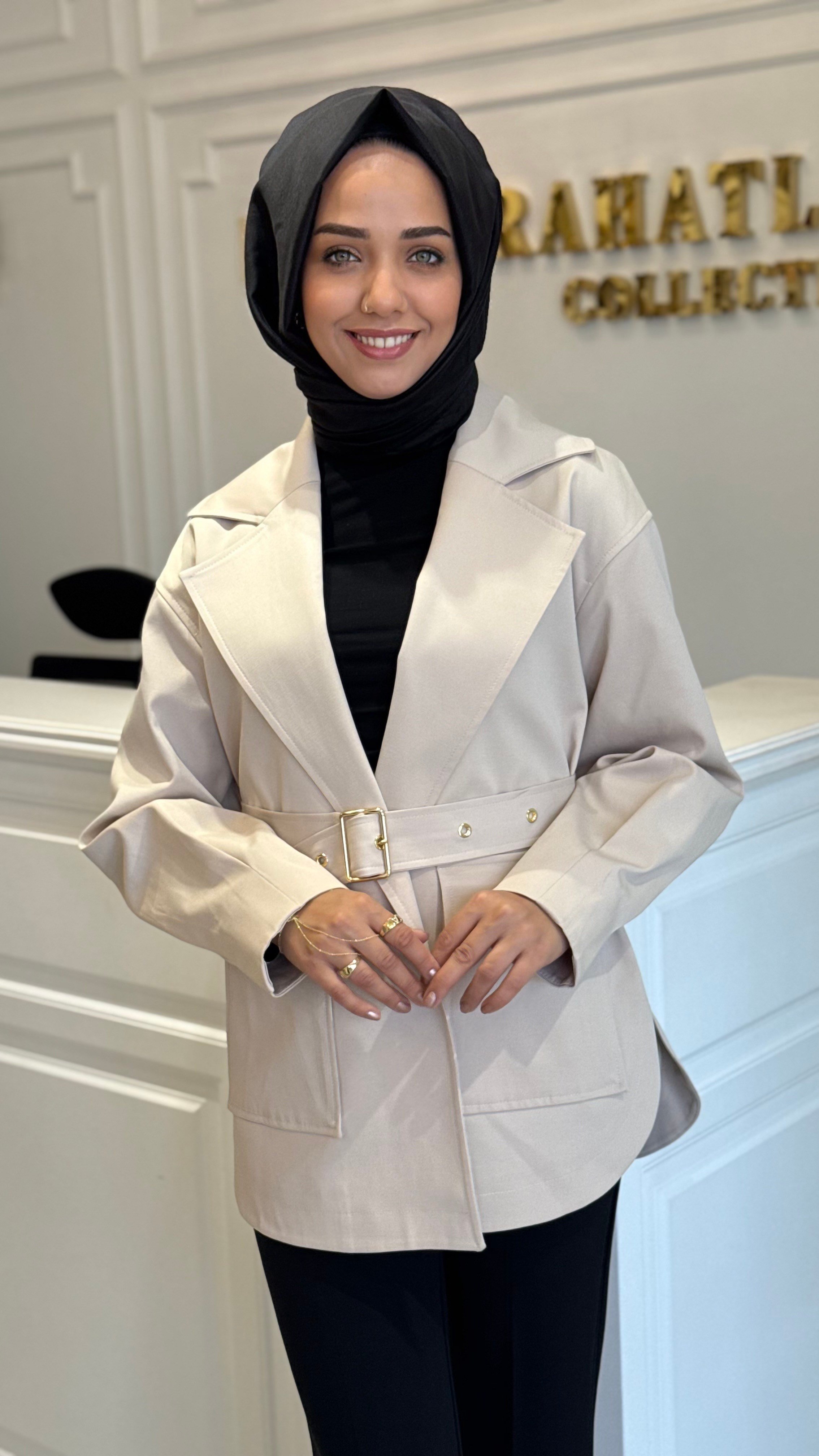 MISSEMRAMISS 5475 NOIR KISA TRENÇKOT