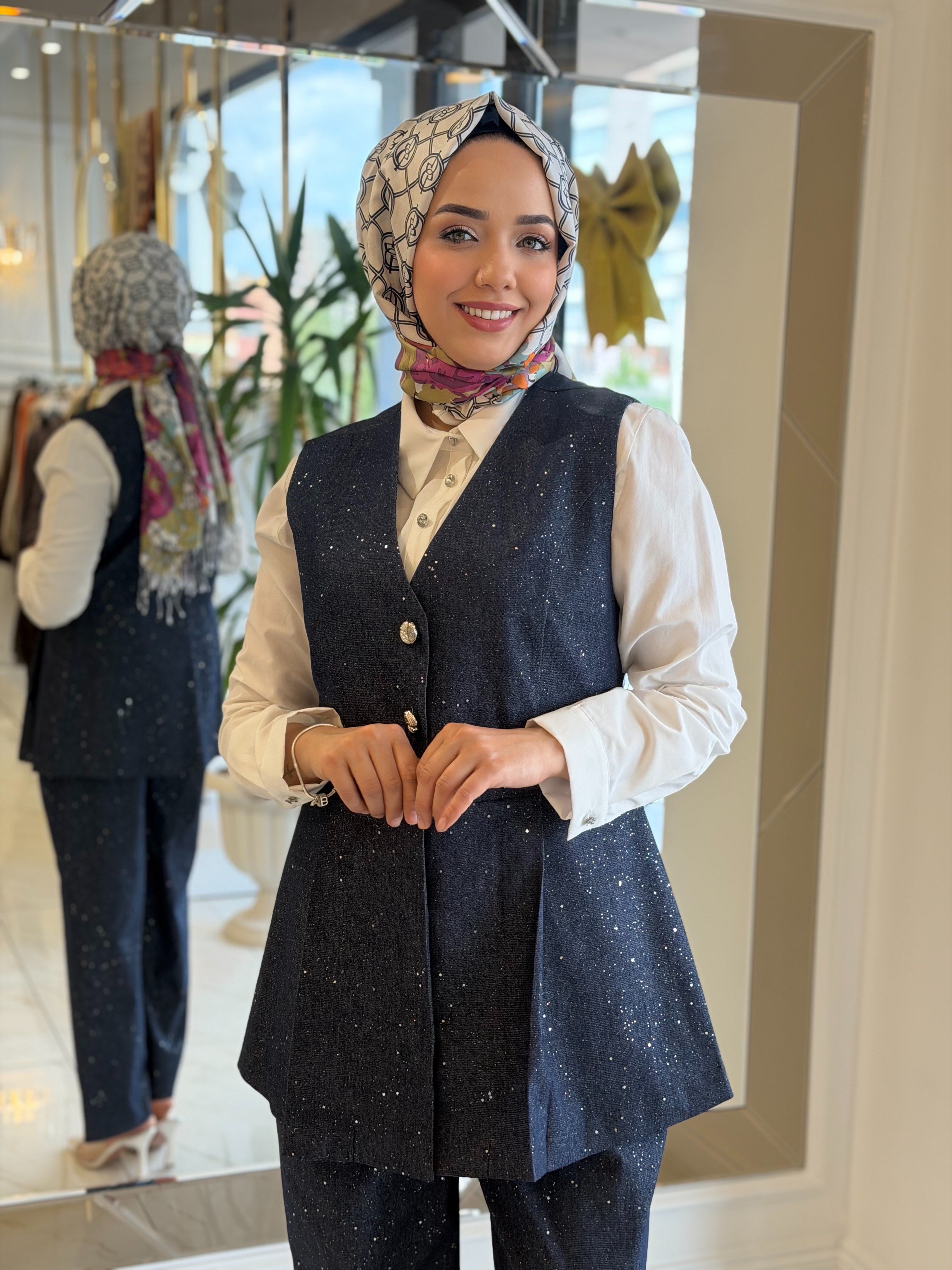 TIĞ TRİKO 5129 GLITTER BASKILI TAKIM LACİVERT
