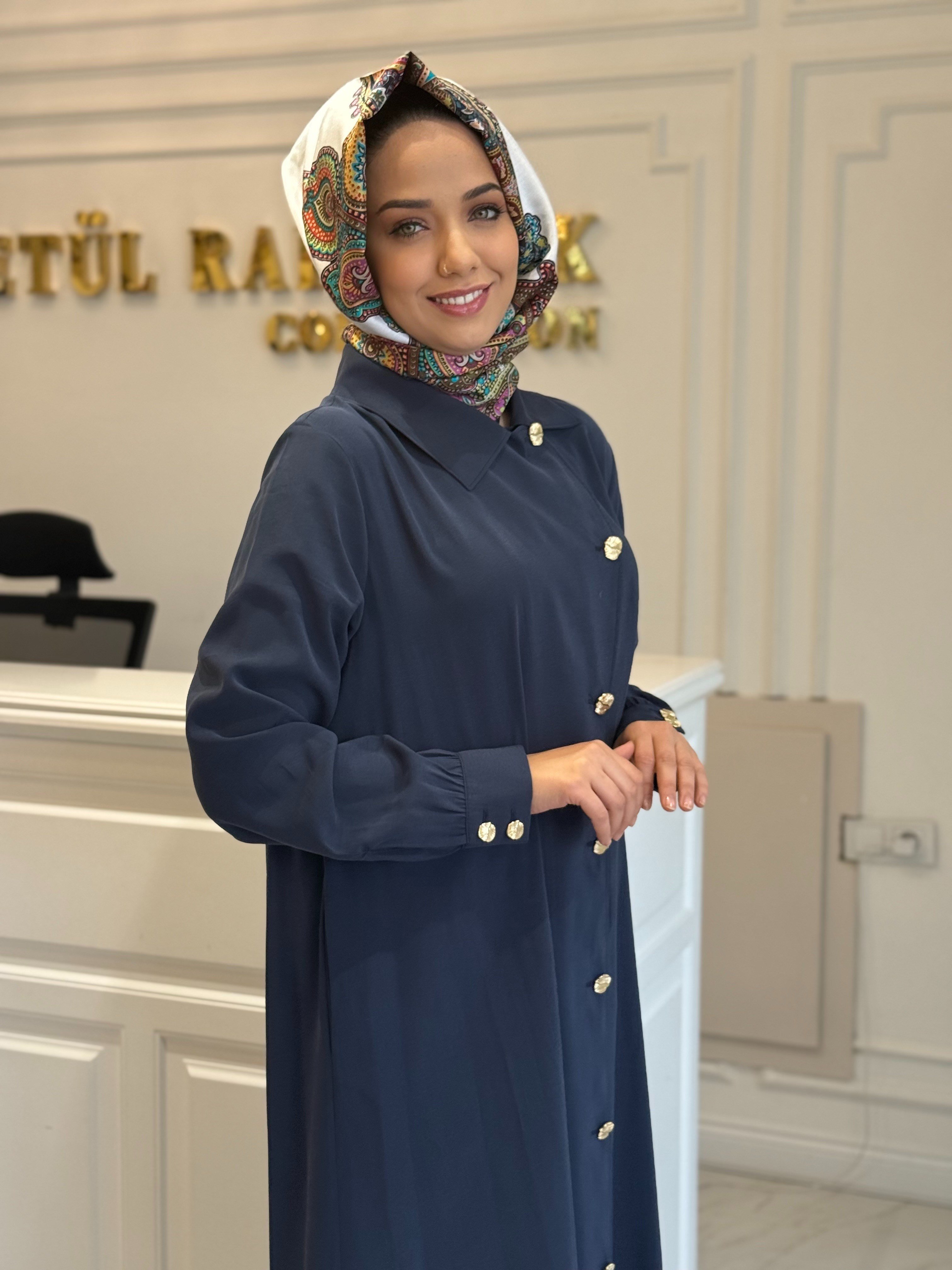 Tığ Triko Asimetrik Yakalı Elbise Kap