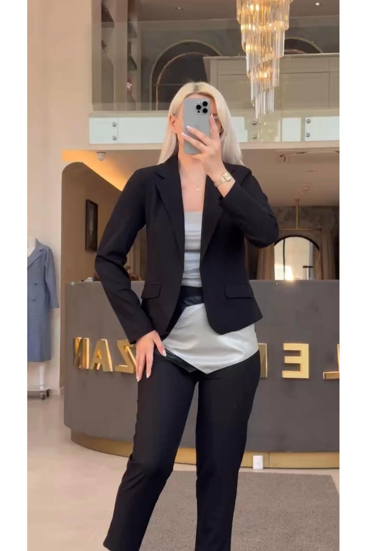Kruvaze Ceket Havuç Pantolon Kadın İkili Takım