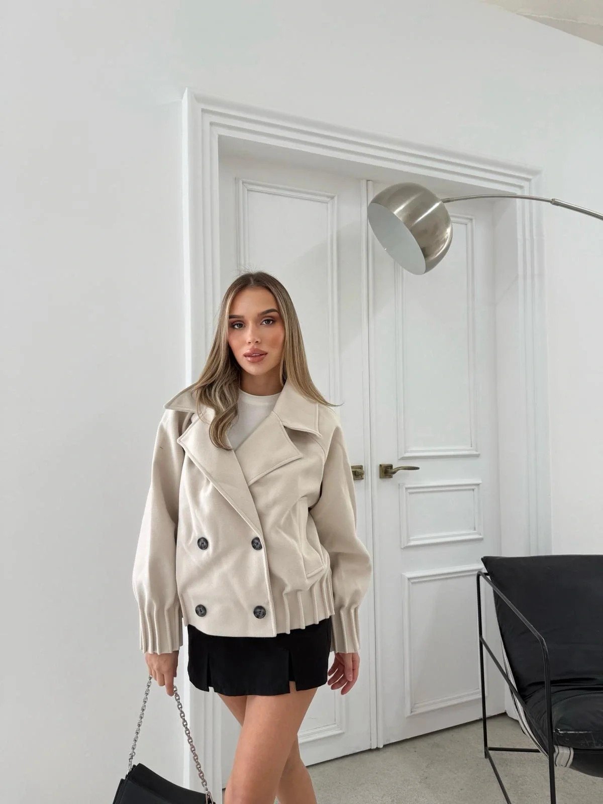 BEL VE KOL DİKİŞ DETAY İÇ ASTARLI KAŞE KABAN BEJ 2067