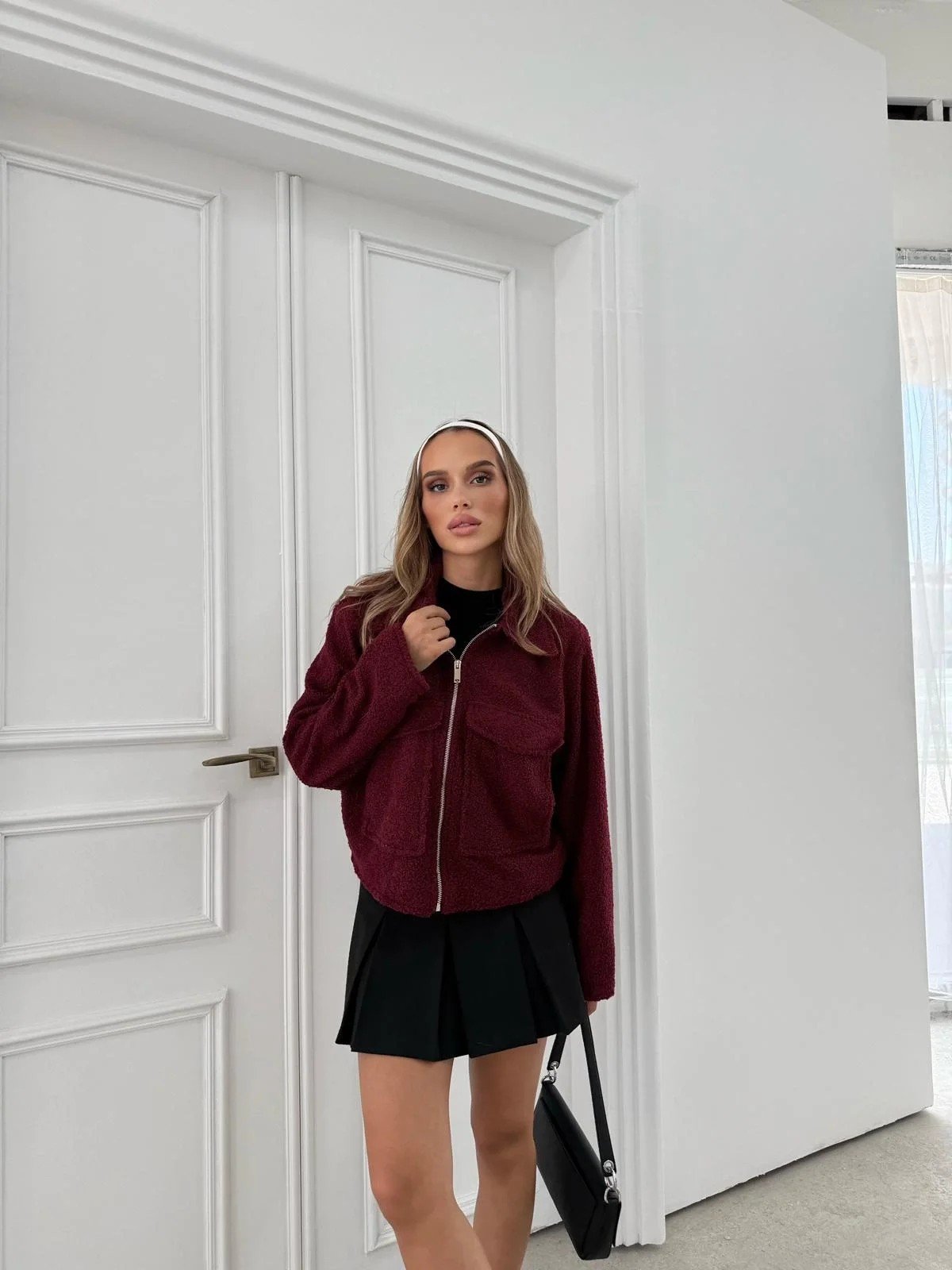 ÇİFT CEP BUKLET KISA CEKET BORDO