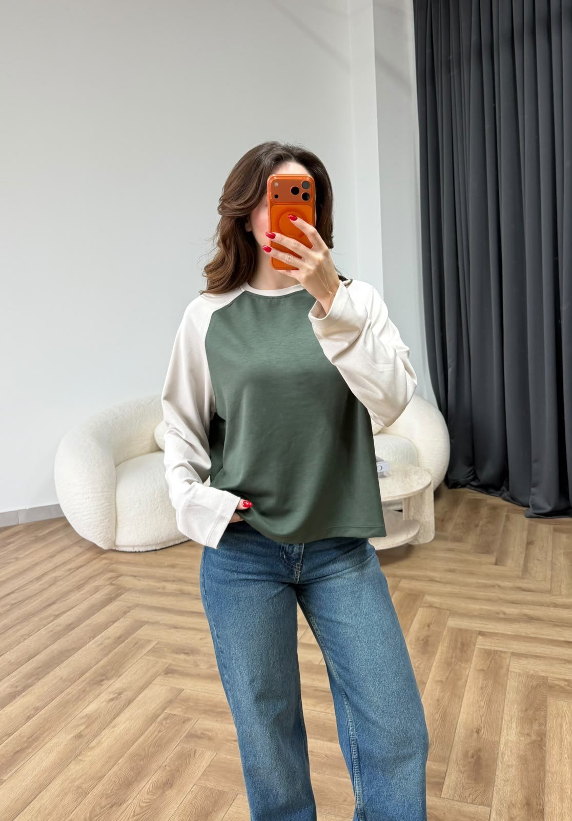 Garneli Çift Renk Sweat Yeşil 2552