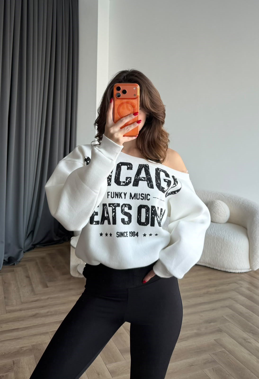İç Atlet Detay Baskılı 3 İplik Şardonlu Sweat Beyaz 2537