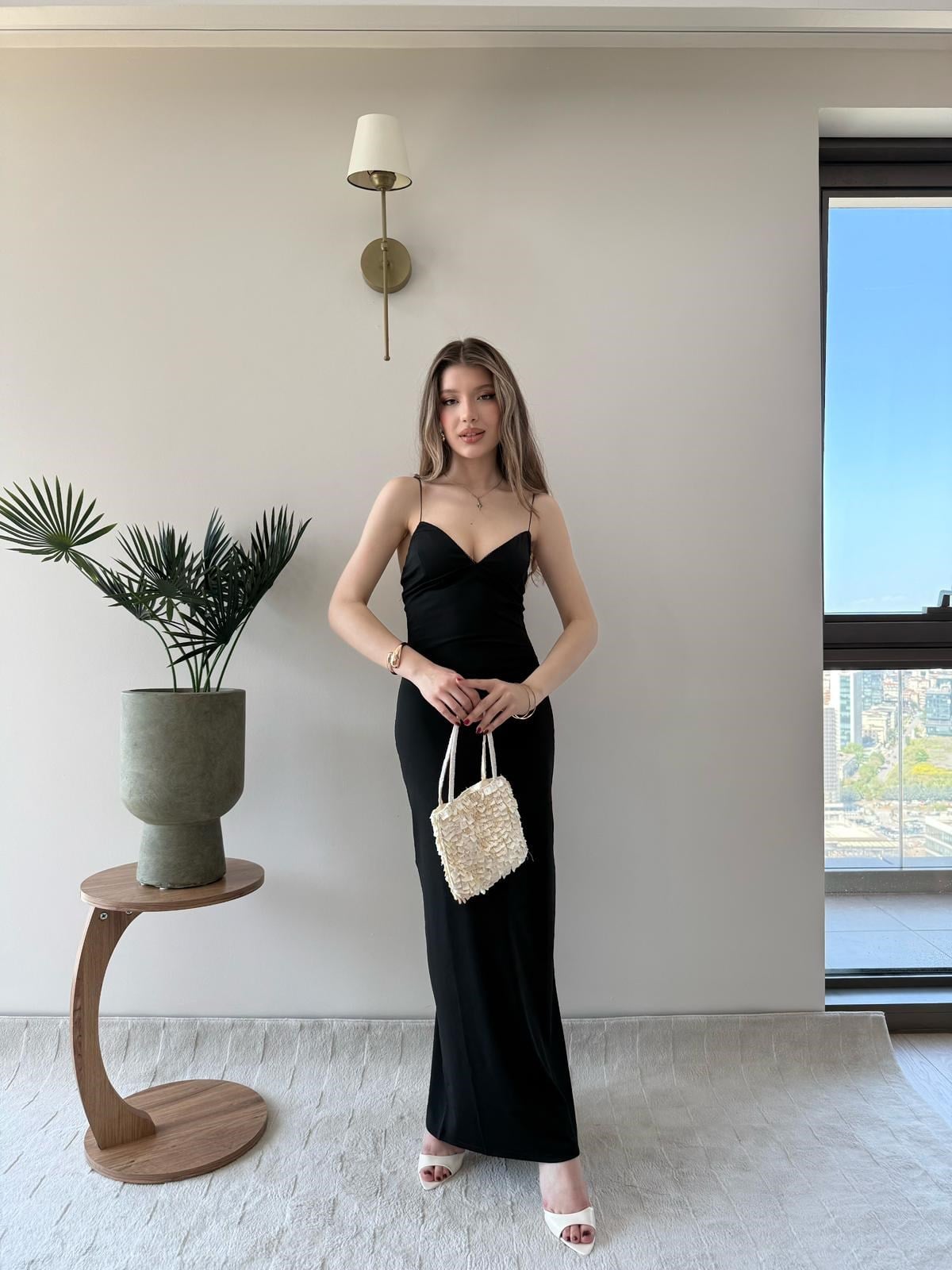 İp Askılı Kalem Elbise Siyah 2216