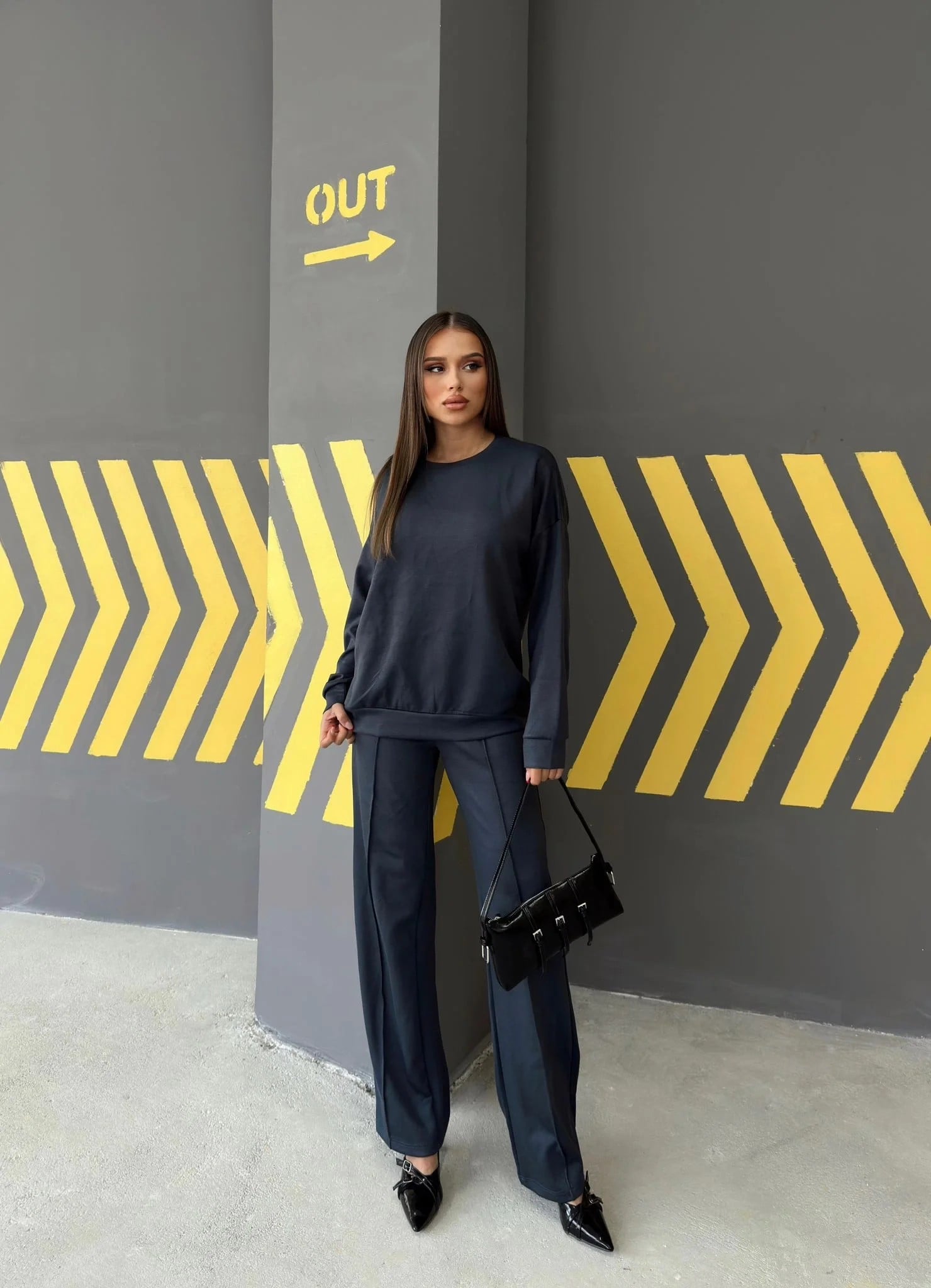 OYS KUMAŞ SWEAT VE PANTOLONLU İKİLİ TAKIM ANTRASİT