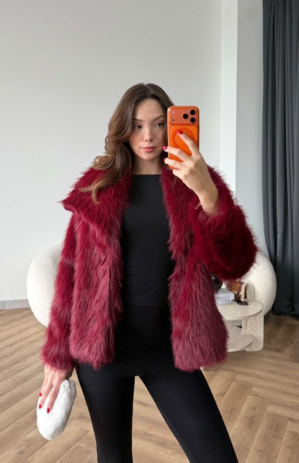Premium İç Astarlı Kürk Kırmızı 2557
