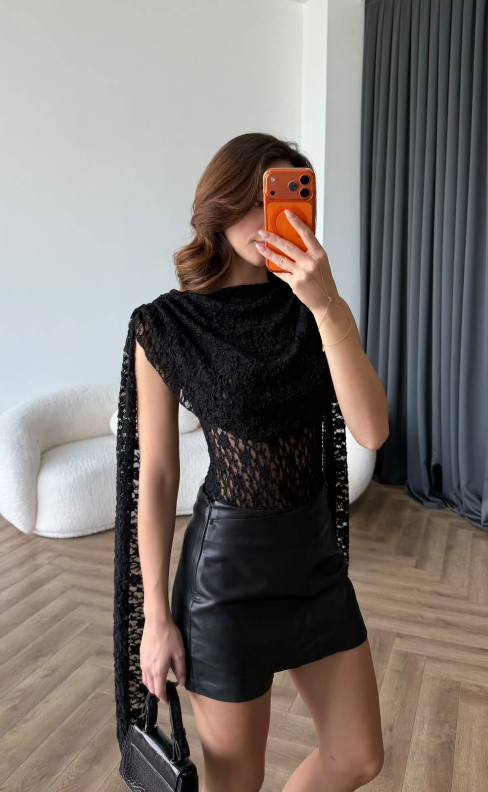Şal Yaka Omuz Saçaklı Dantel Bodysuit Siyah 2488