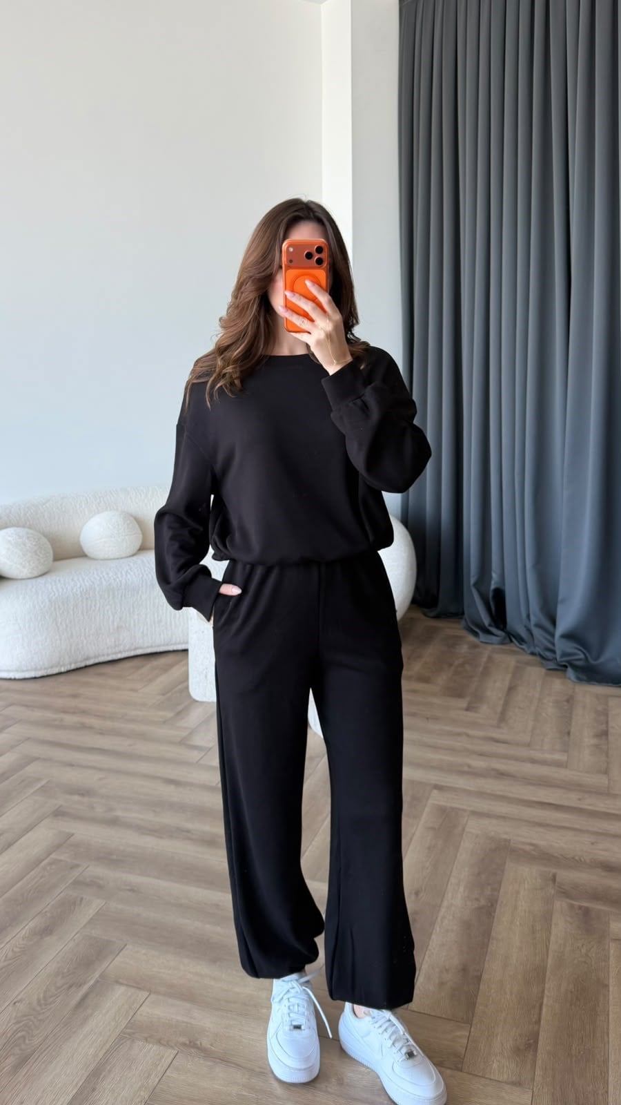 Sweat ve Pantolonlu Modal İkili Takım Siyah 2464