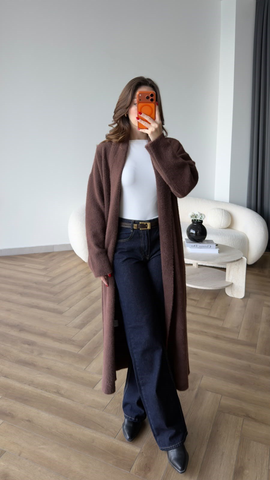 Yumoş Oversize Hırka Kahverengi 2519