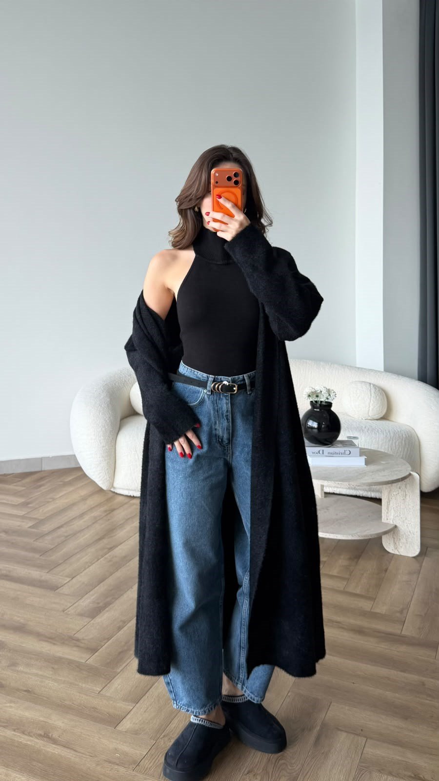 Yumoş Oversize Hırka Siyah 2519