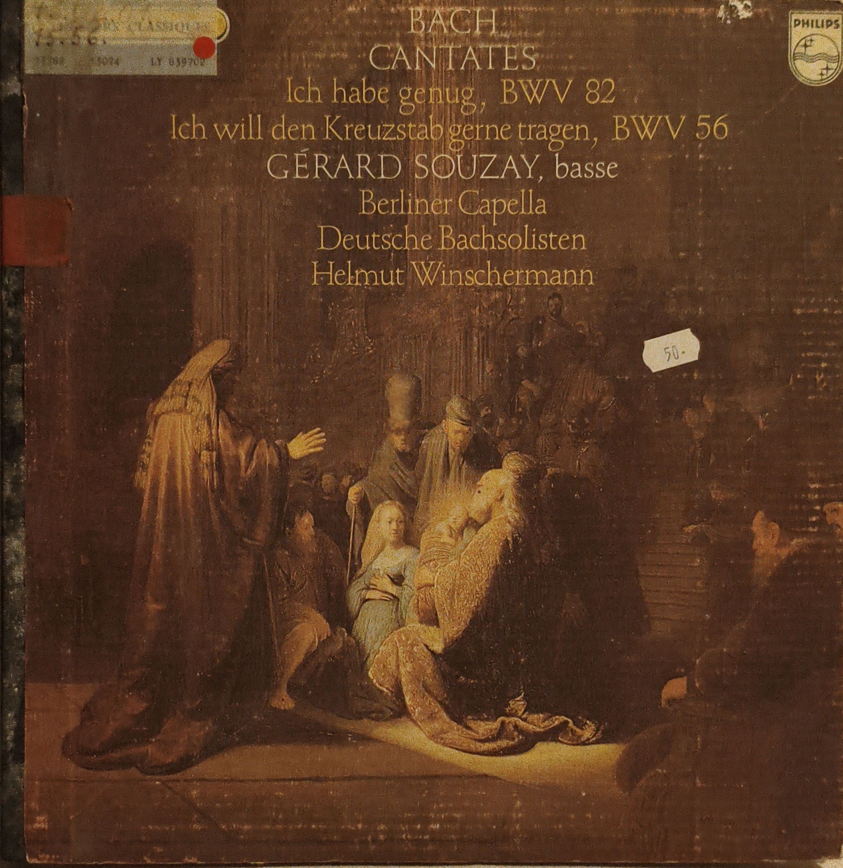 Bach* - Gérard Souzay, Berliner Capella, Deutsche Bachsolisten, Helmut Winschermann – Cantatas (Ich Habe Genug / Ich Will Den Kreuzstab Gerne Tragen) LP PLAK 
