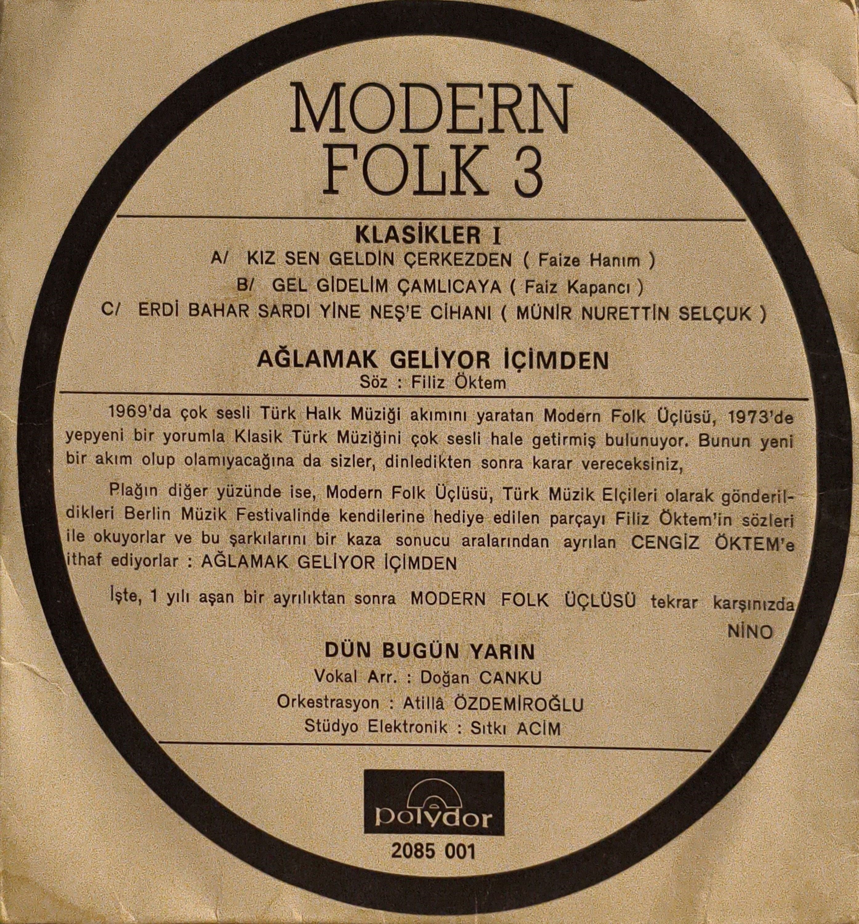 Modern fork üçlüsü 45 LİK PLAK 