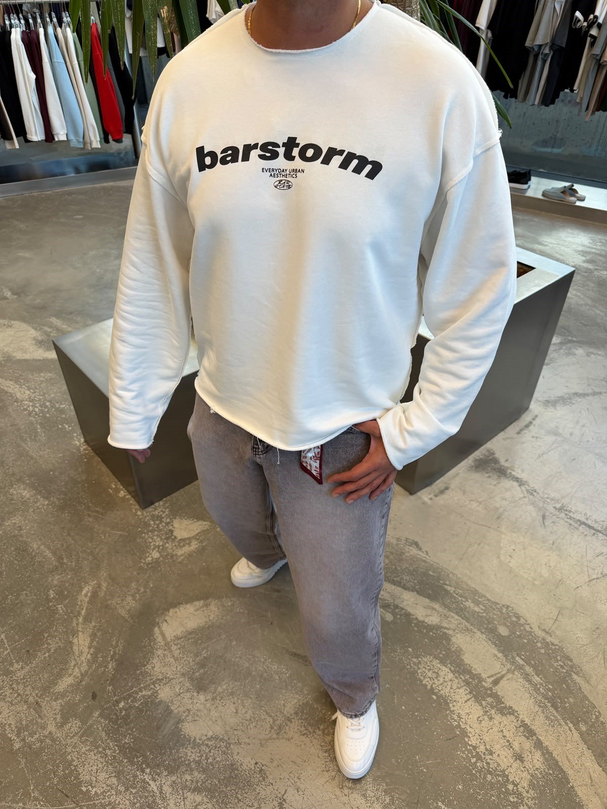 Beyaz Barstorm Boxfıt Sweat BR80-104