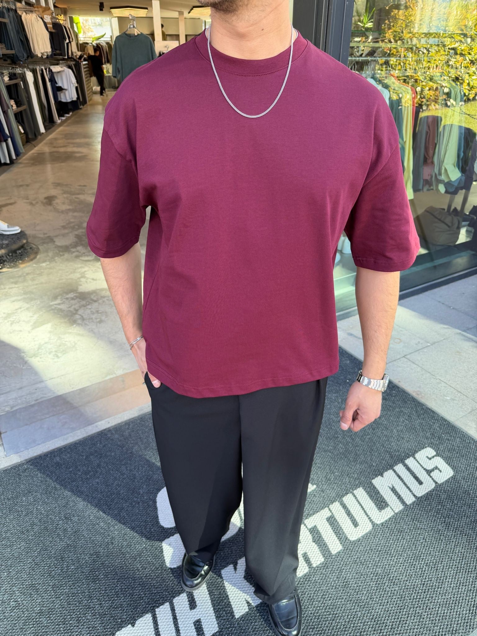 Bordo SNZ Box-Fıt Basic T-shirt 