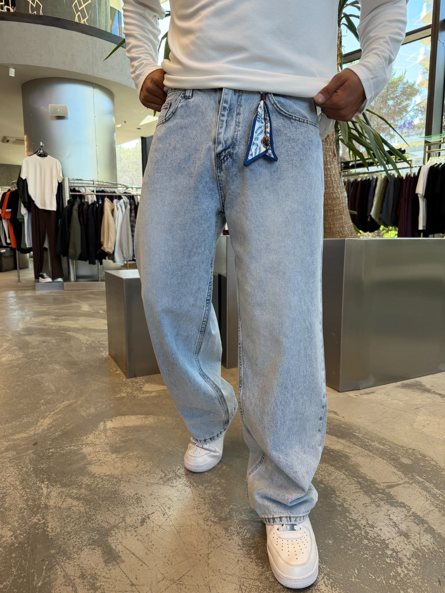 Buz Mavisi Super Baggy Kot Pantolon WE4051