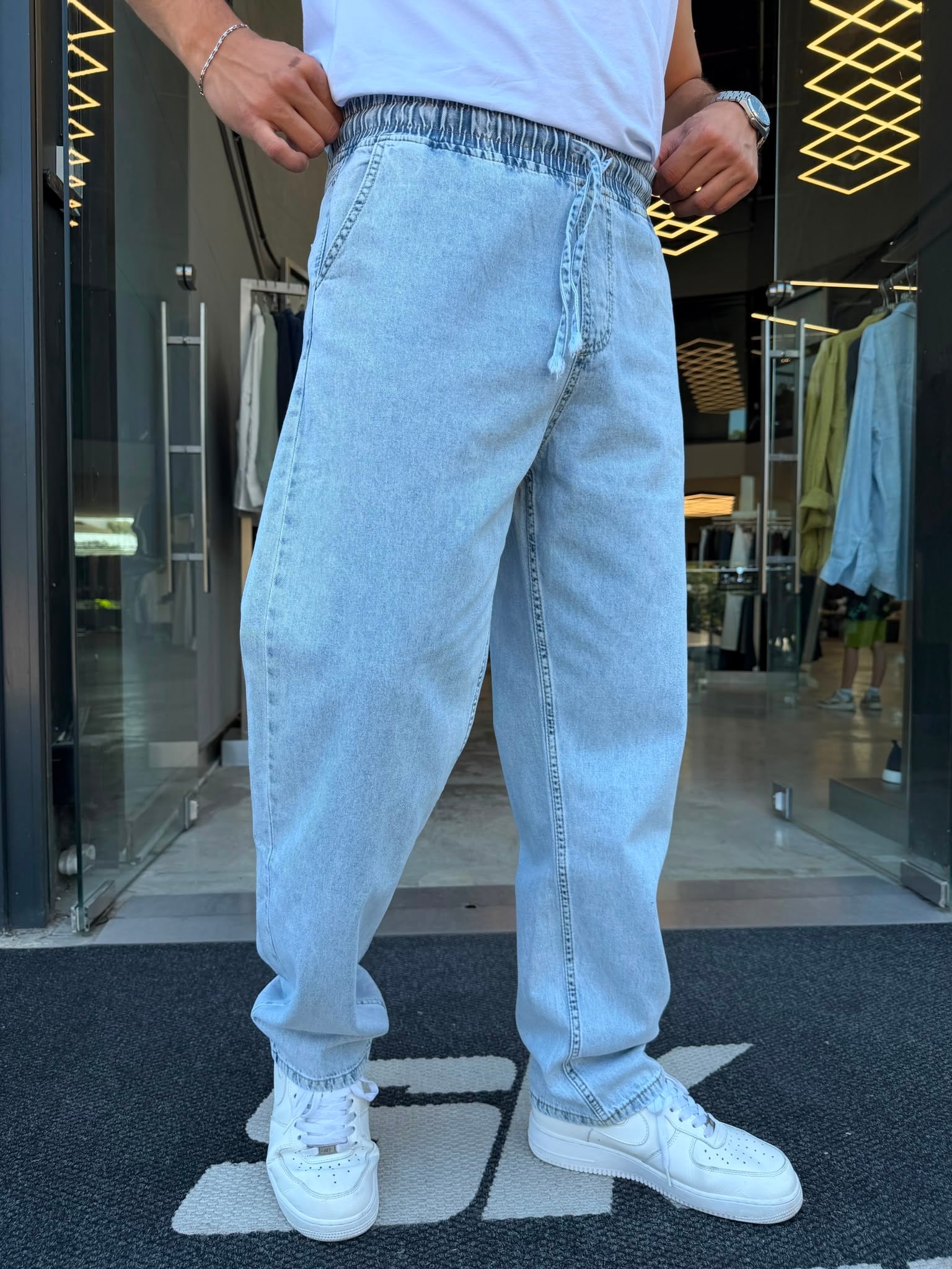 Buz Mavisi Yıkamalı İnce Gabardin Kot Pantolon WE848