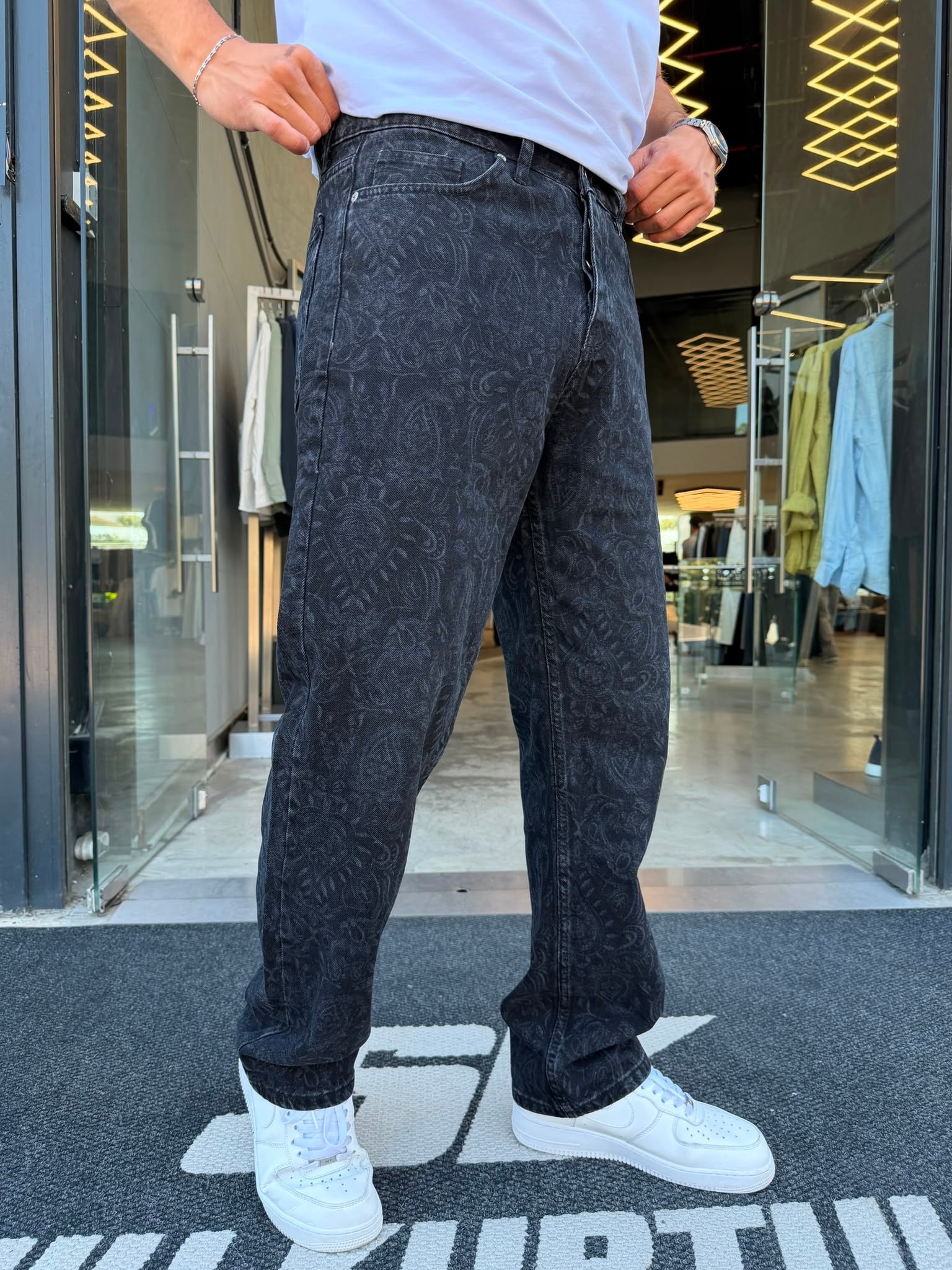 Desenli Kot Pantolon WE410