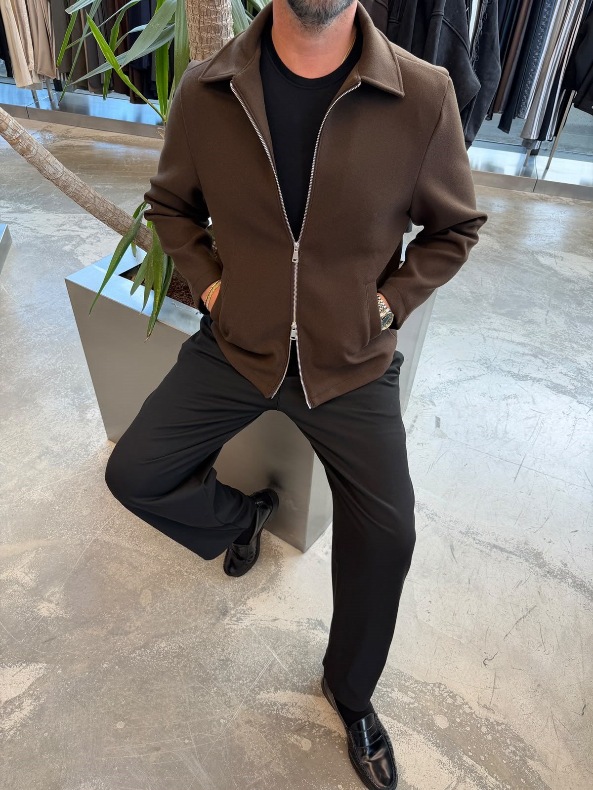 Kahverengi Kısa Kaşe Kaban ASF97
