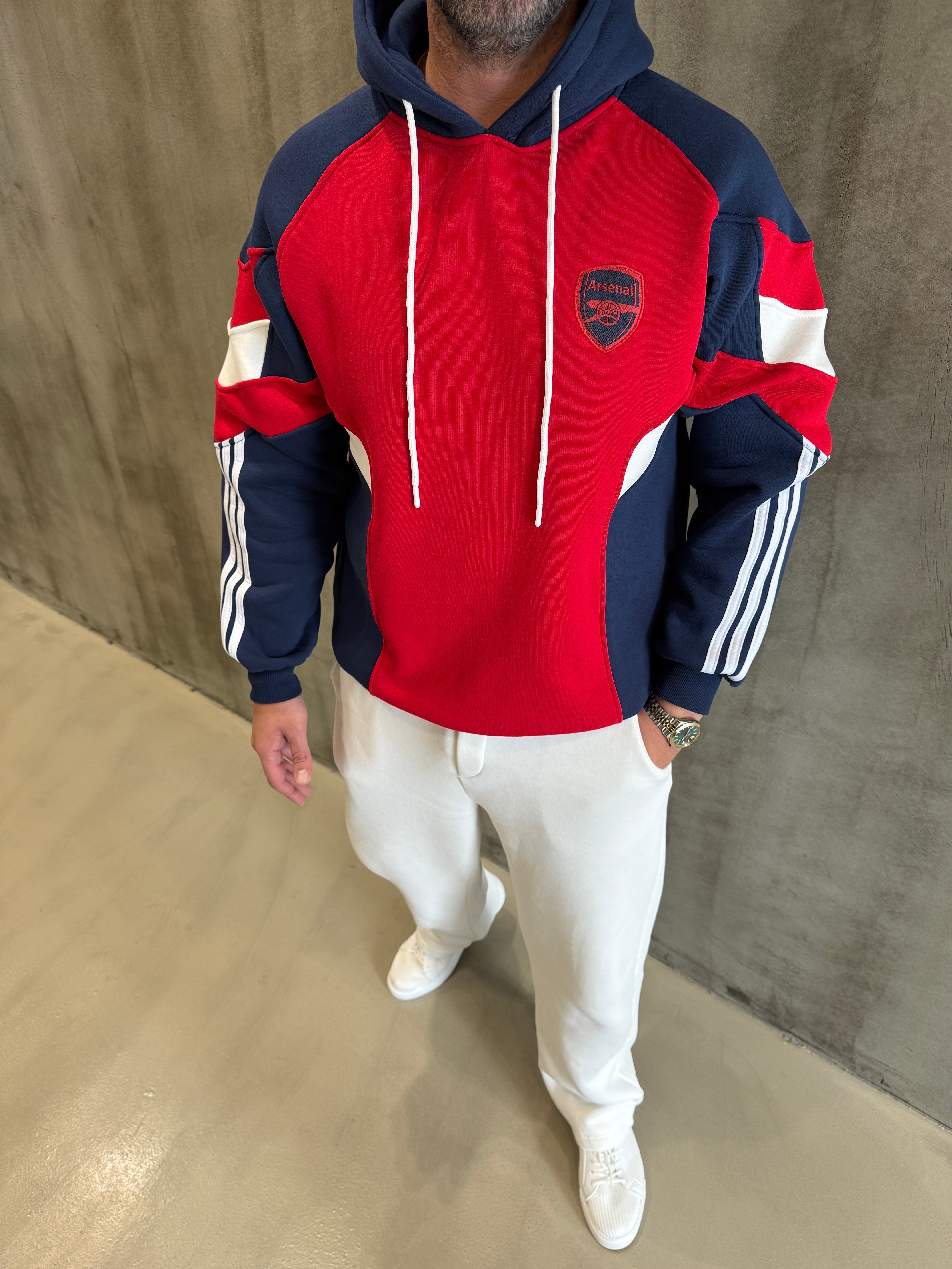 Kırmızı Kapüşonlu 3 İplik Sweat