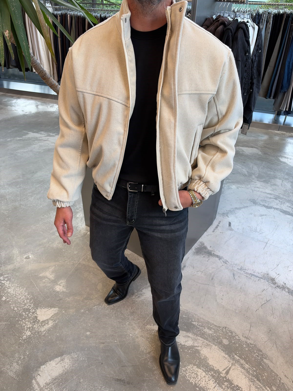 Krem Kadife Bomber Mont SN4587
