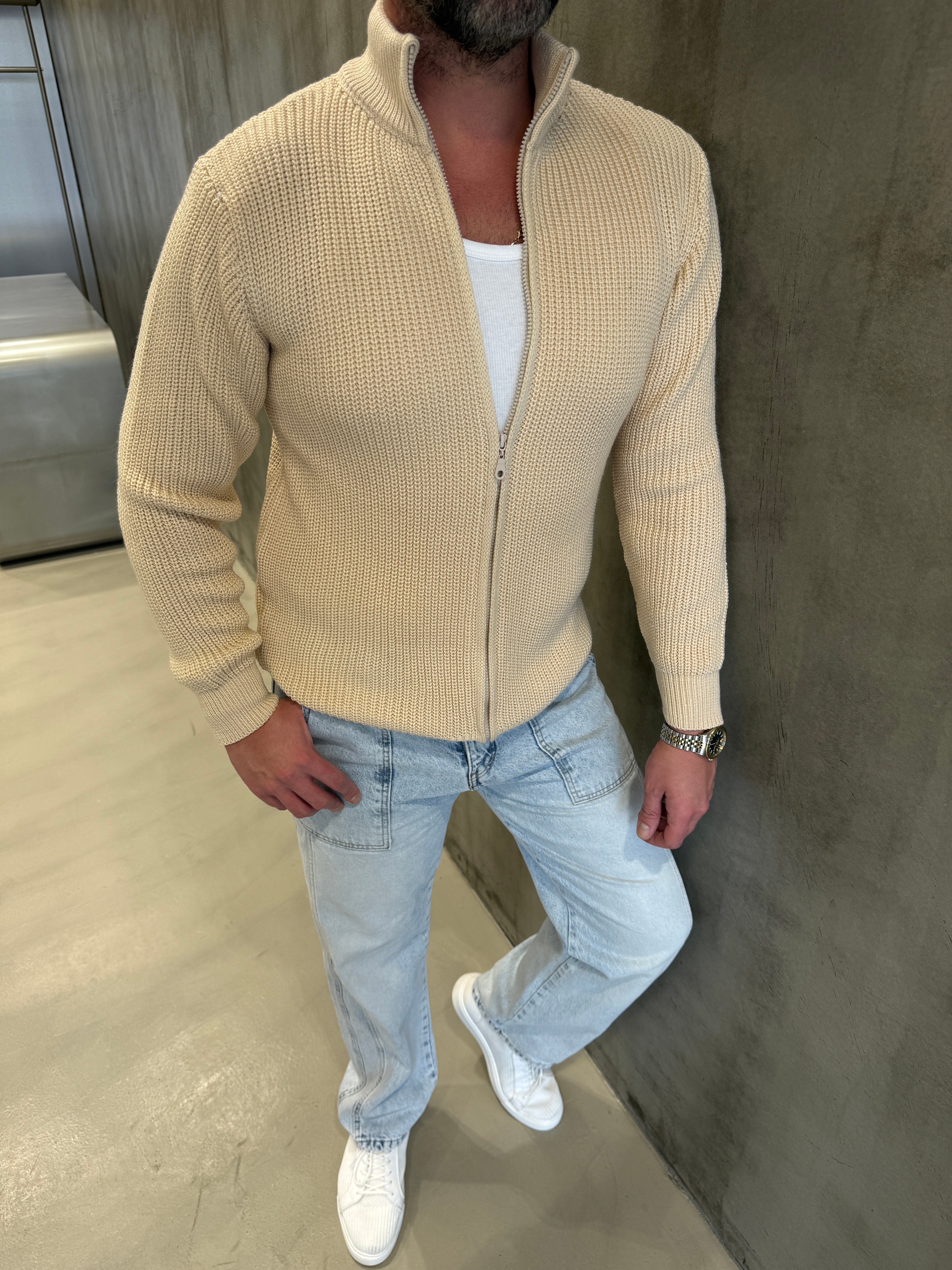 Krem Örme Kumaş SPF Hırka