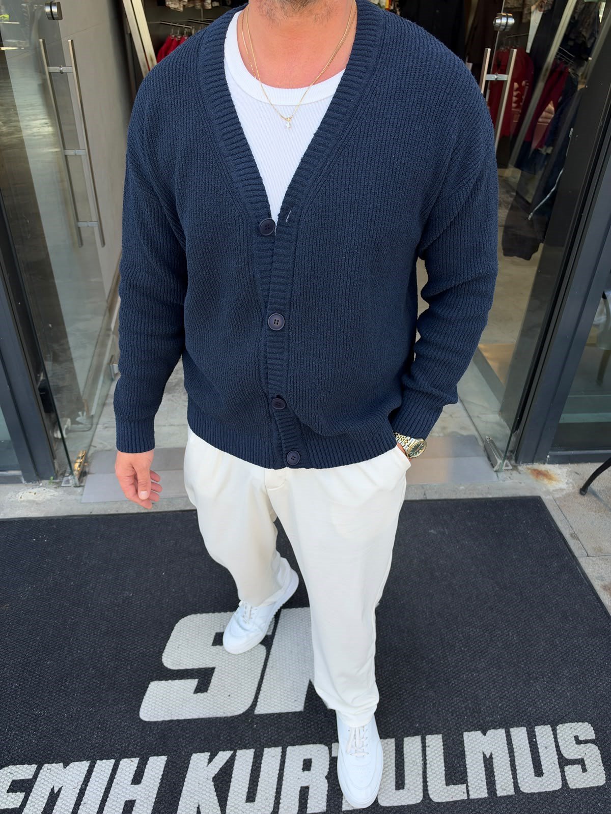Lacivert Oversize Triko Hırka SF88
