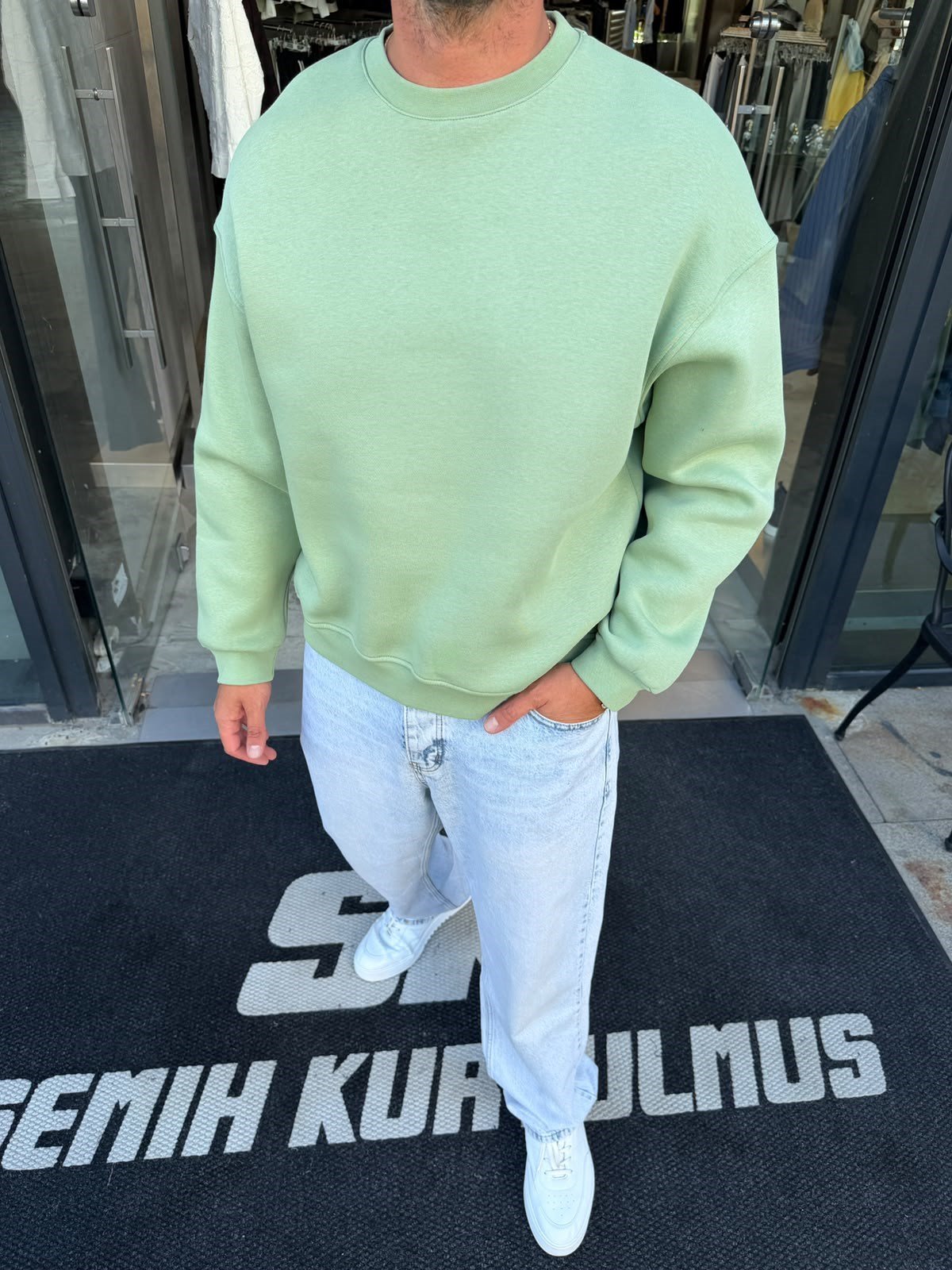 Mint Yeşil Boxy Fit Basic Sweat SN5102