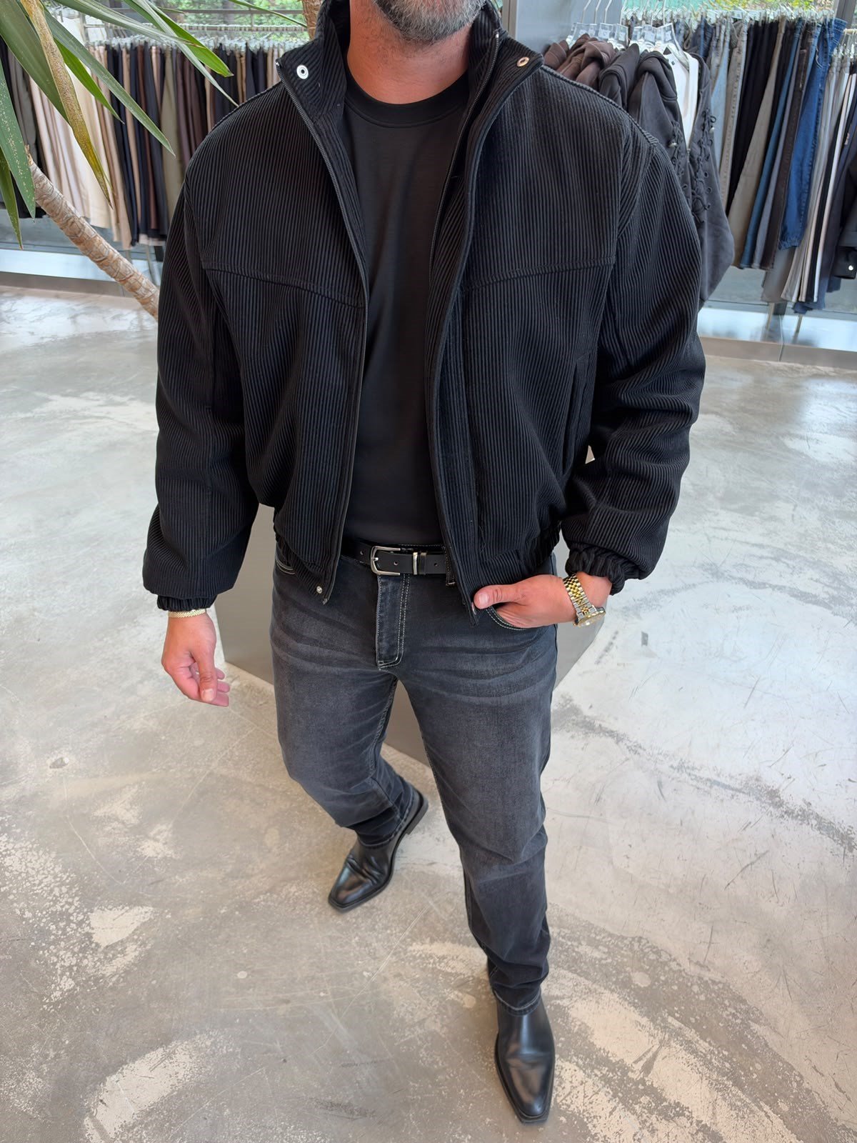 Siyah Kadife Bomber Mont SN4587