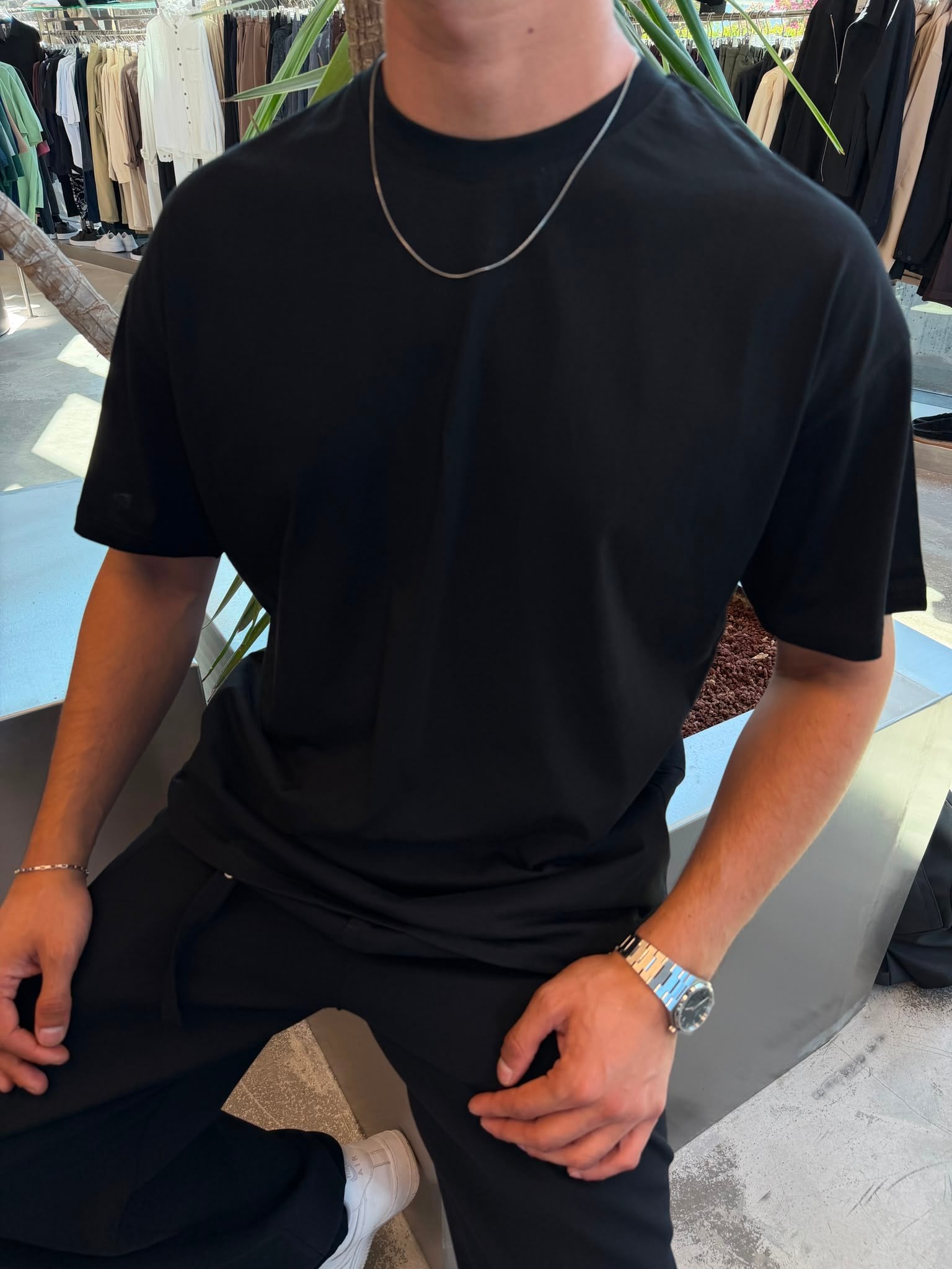 Siyah Qawis Oversize Basic T-Shirt QW01