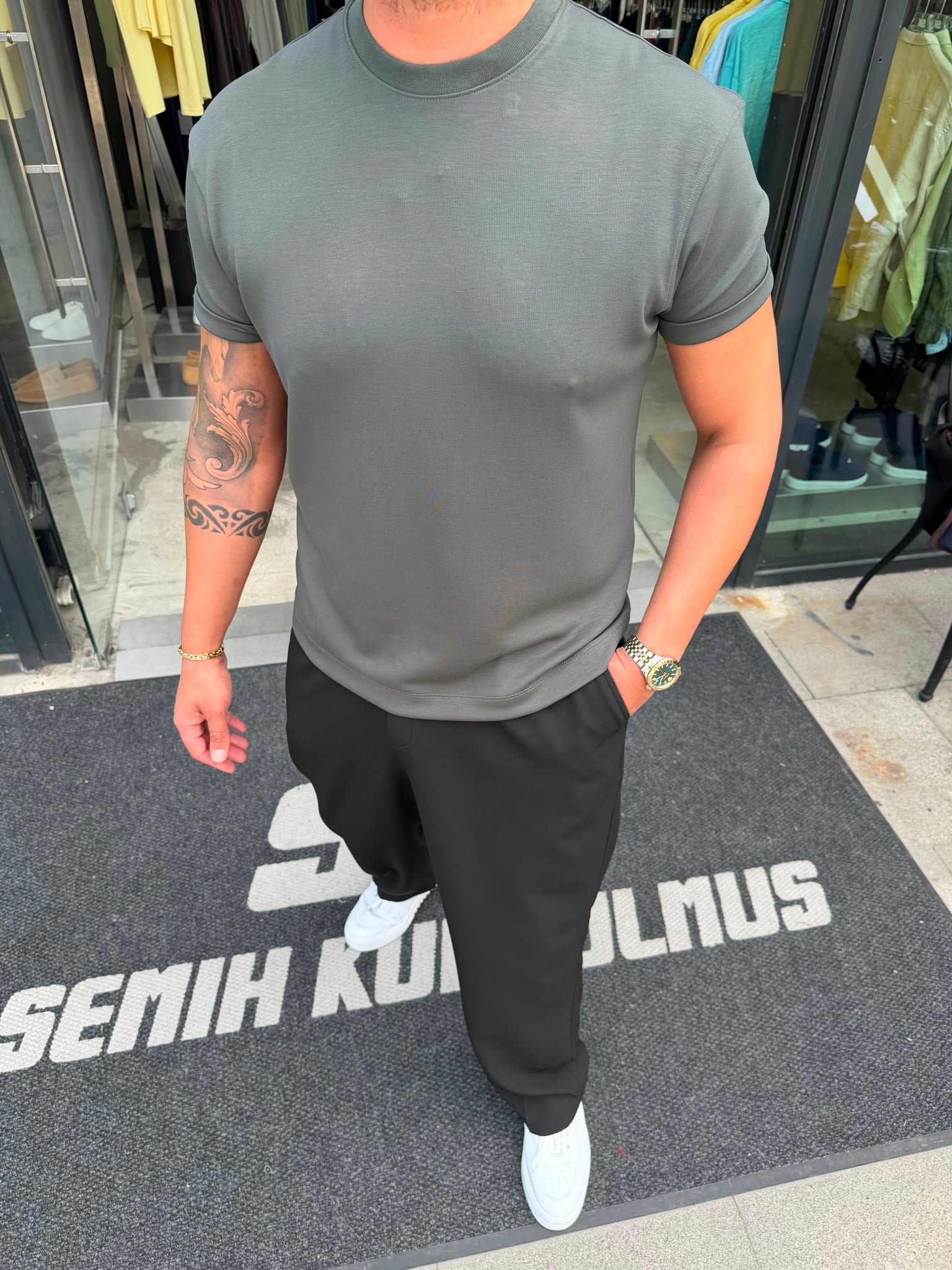 SK İthal Modal Haki T-Shirt