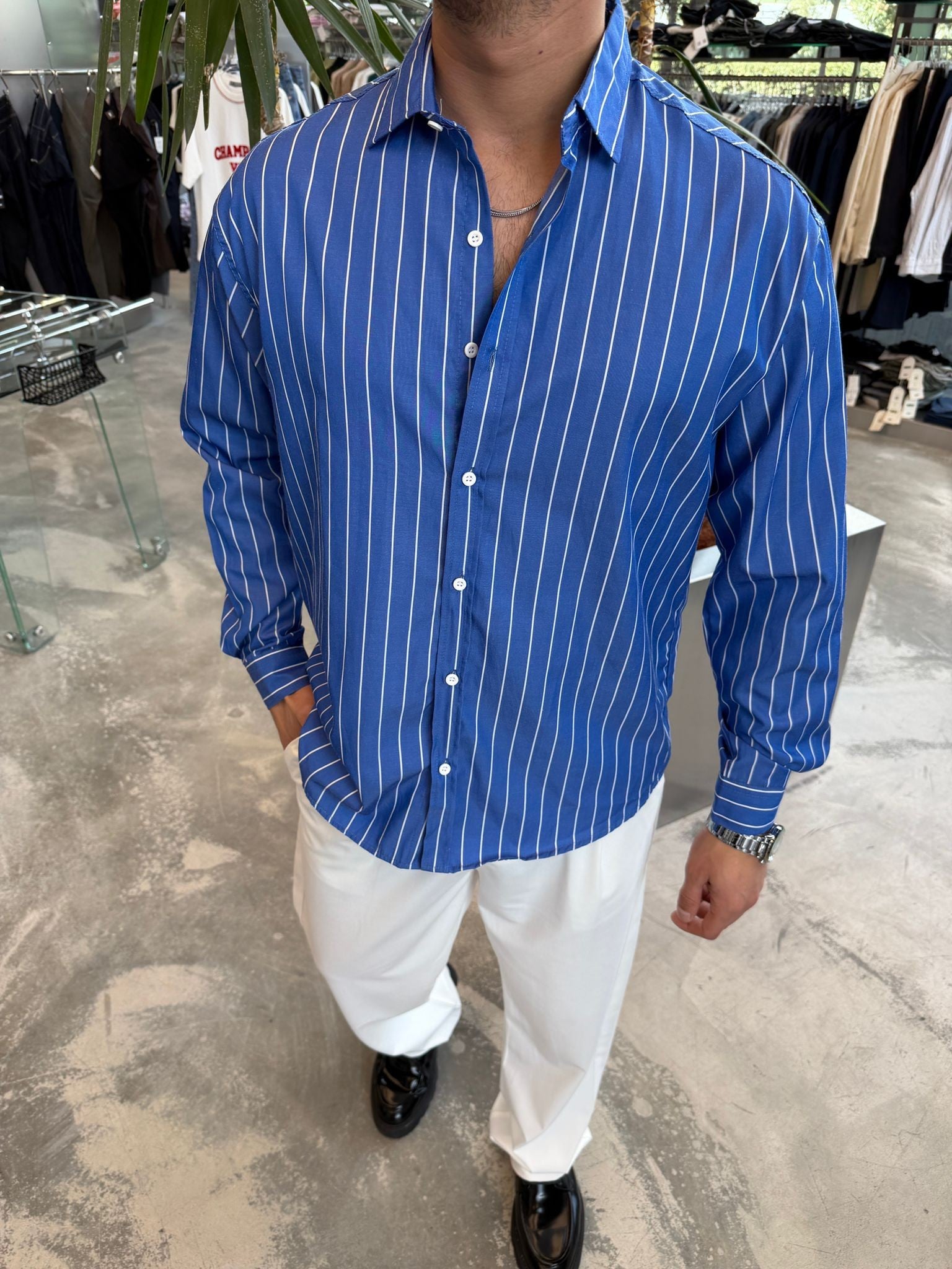 WLM Mavi Çizgili Gömlek