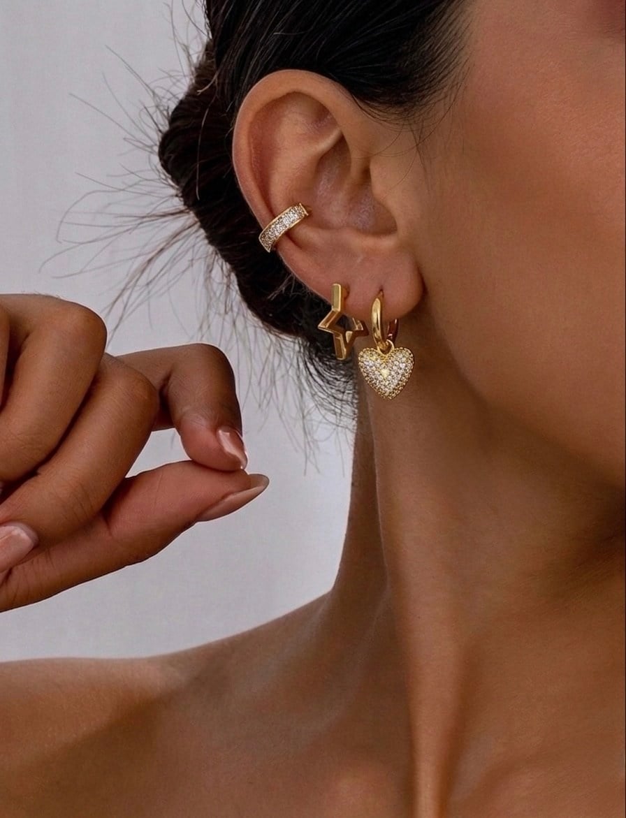 JENİ 3LÜ GOLD ÇELİK KÜPE 