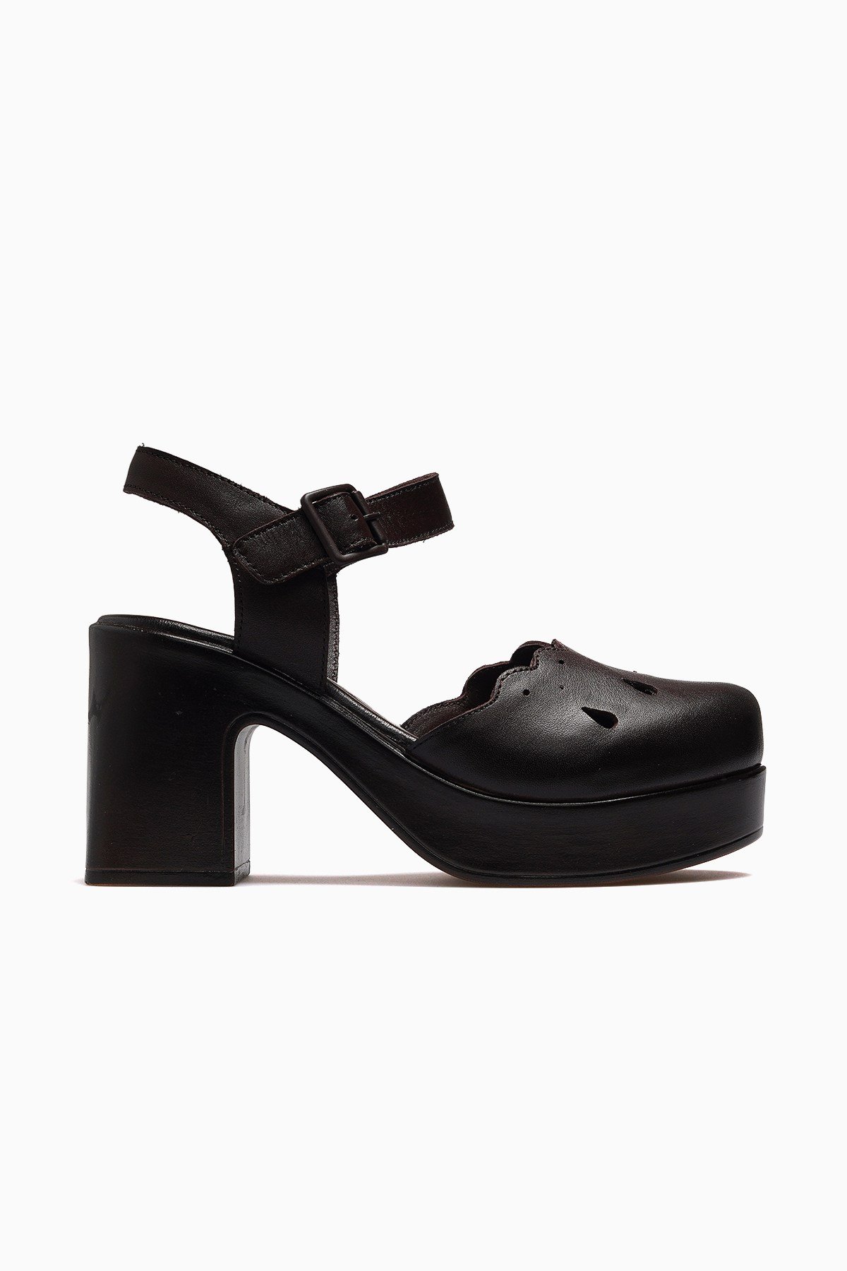 Kadın Deri Platform Topuk Sandalet 2217001Y-KAHVE