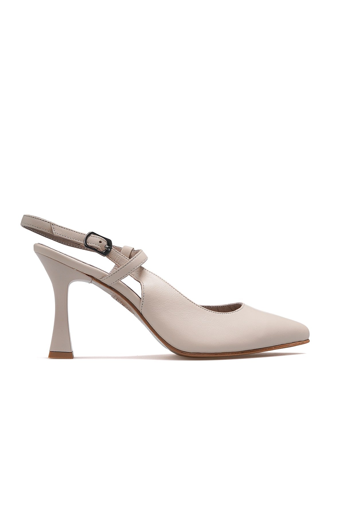 Kadın Deri Topuklu Stiletto Ayakkabı 26461126Y-BEJ