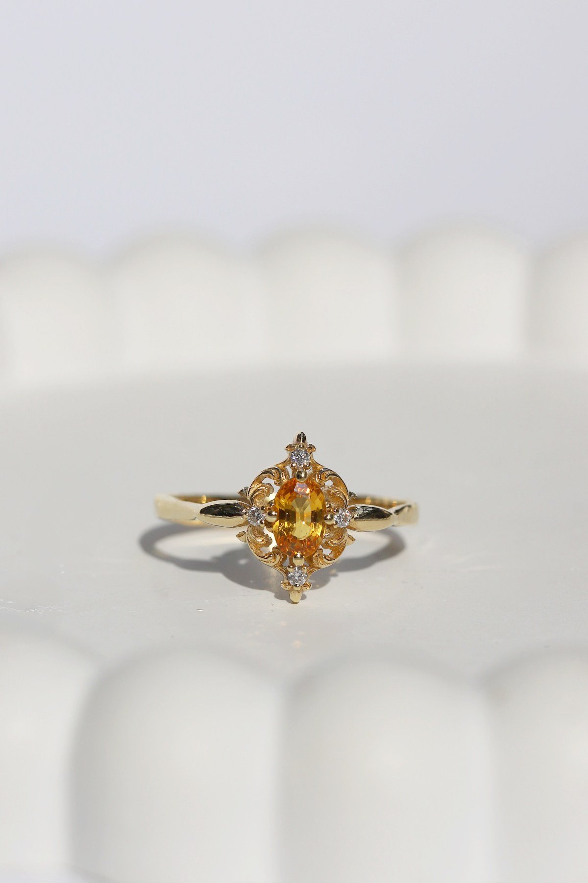 Orange Safir Ve Pırlanta Yüzük