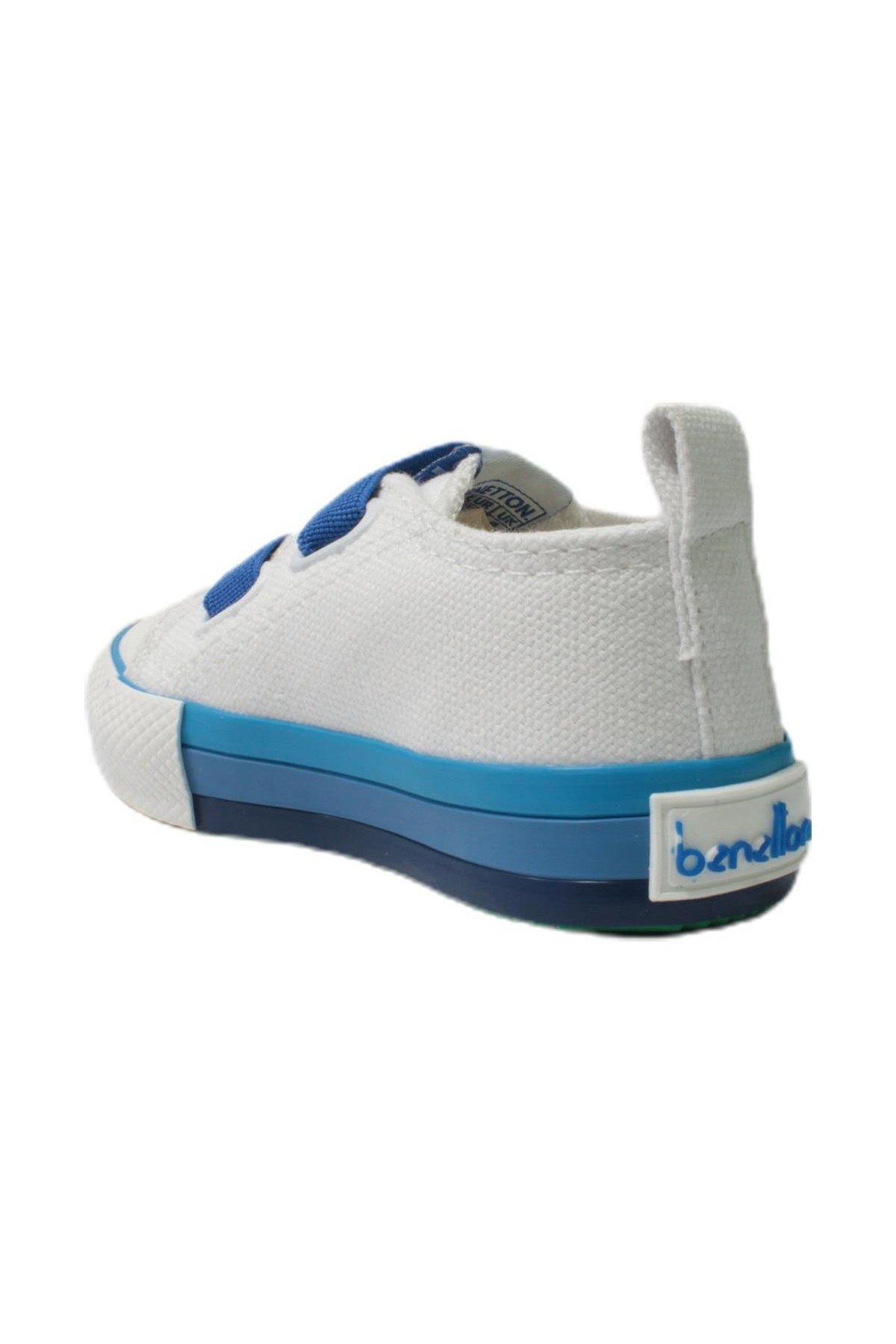 Benetton Bebek Beyaz Saks Mavi Keten Ayakkabı BN30648-688