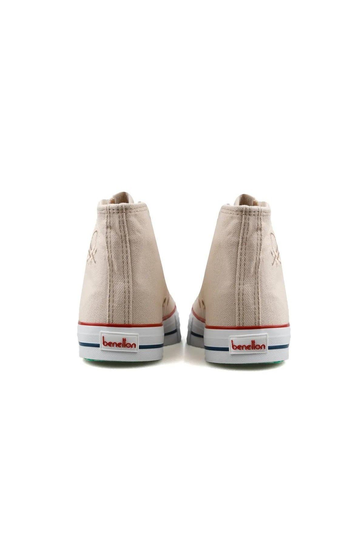 Benetton Unisex Bağcıklı Bej Keten Ayakkabı Bilekli BN30628-02
