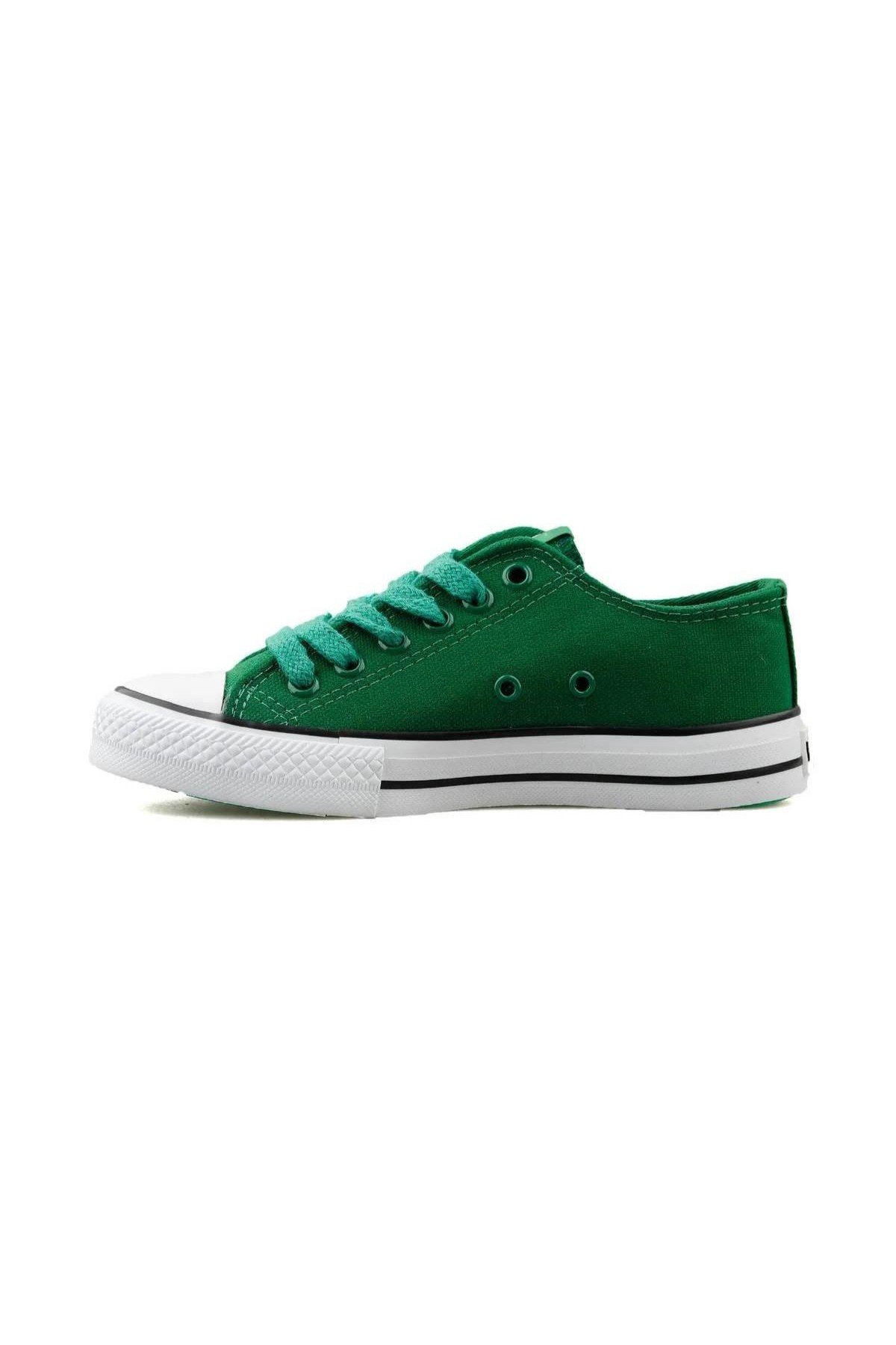 Benetton Unisex Bağcıklı Yeşil Keten Ayakkabı BN30196