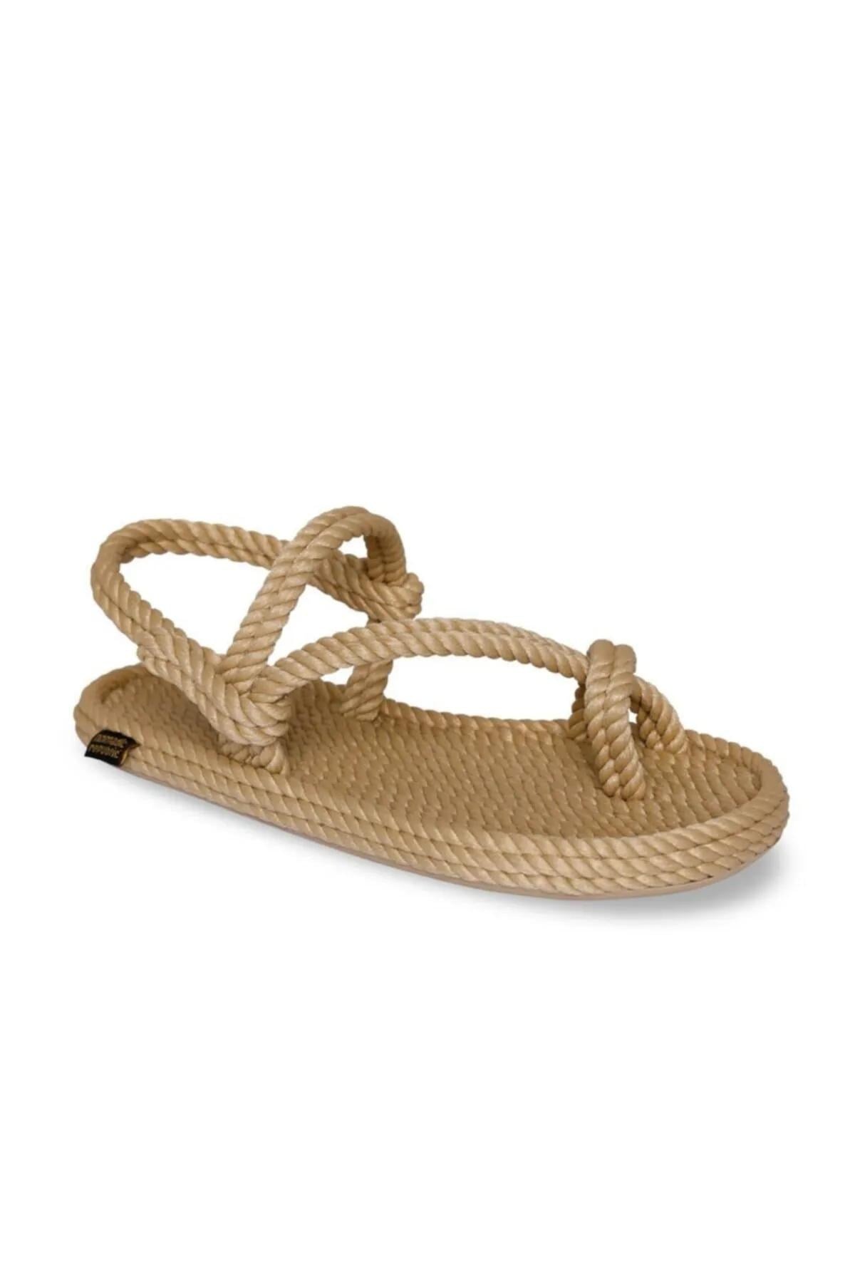 Nomadic Republic Hawaii Kauçuk Tabanlı Kadın Bej Halat Sandalet HAWK-0012