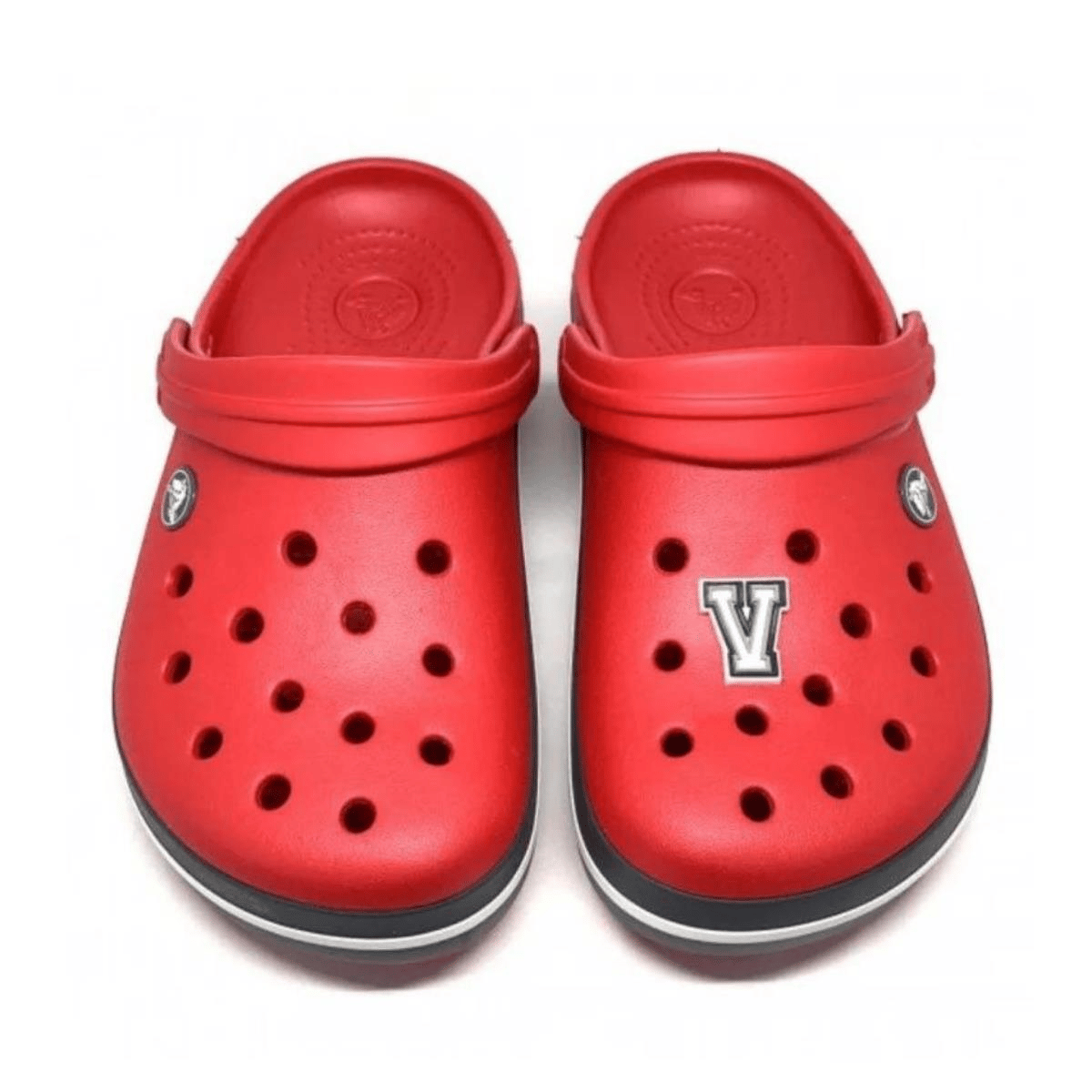 Paqpa 1137 Crocs Terlik Süsü Jibbitz Siyah Beyaz Harf V