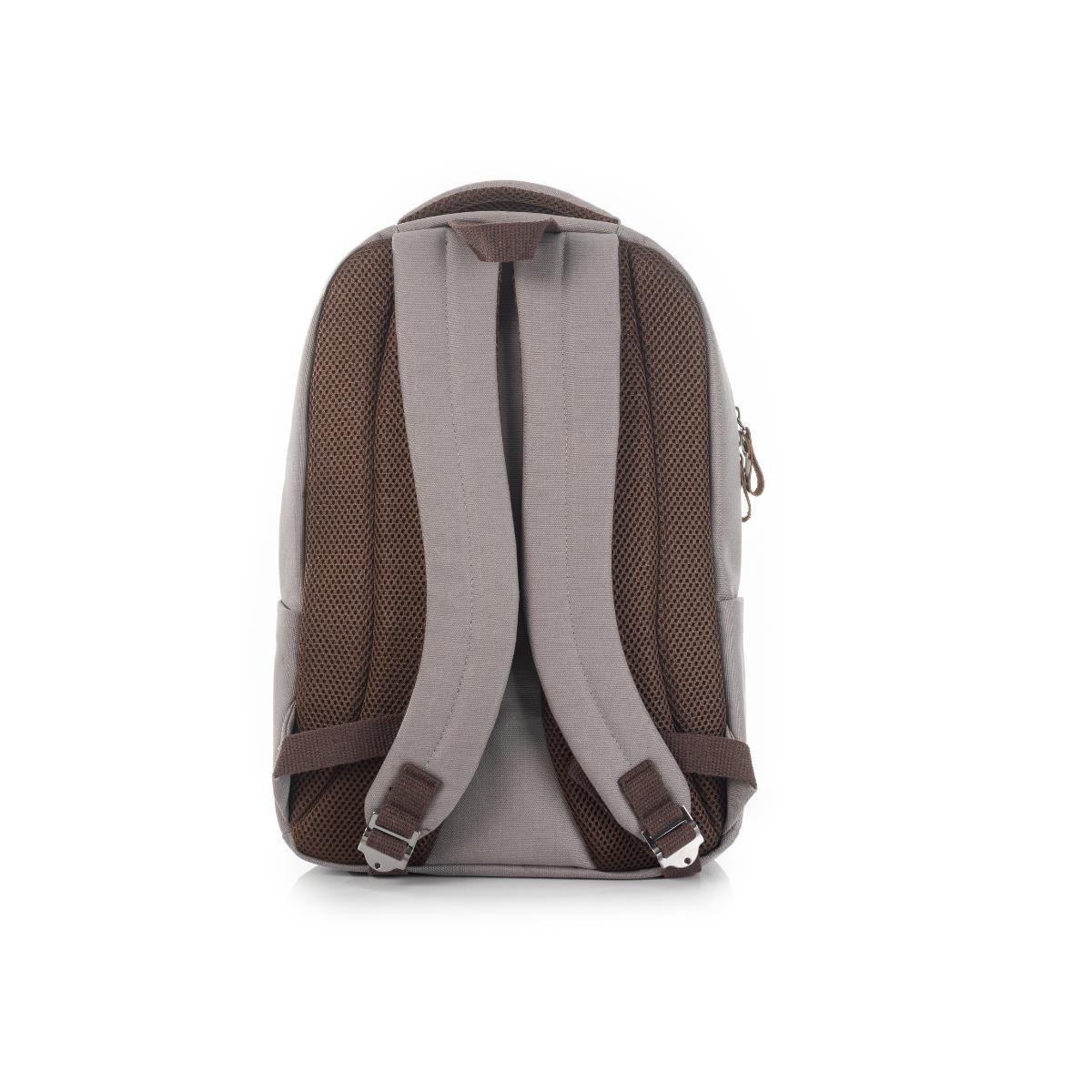 qp Madre Unisex Gabardin Kumaş Laptop Bölmeli Gri Sırt Çantası GBR1001-02