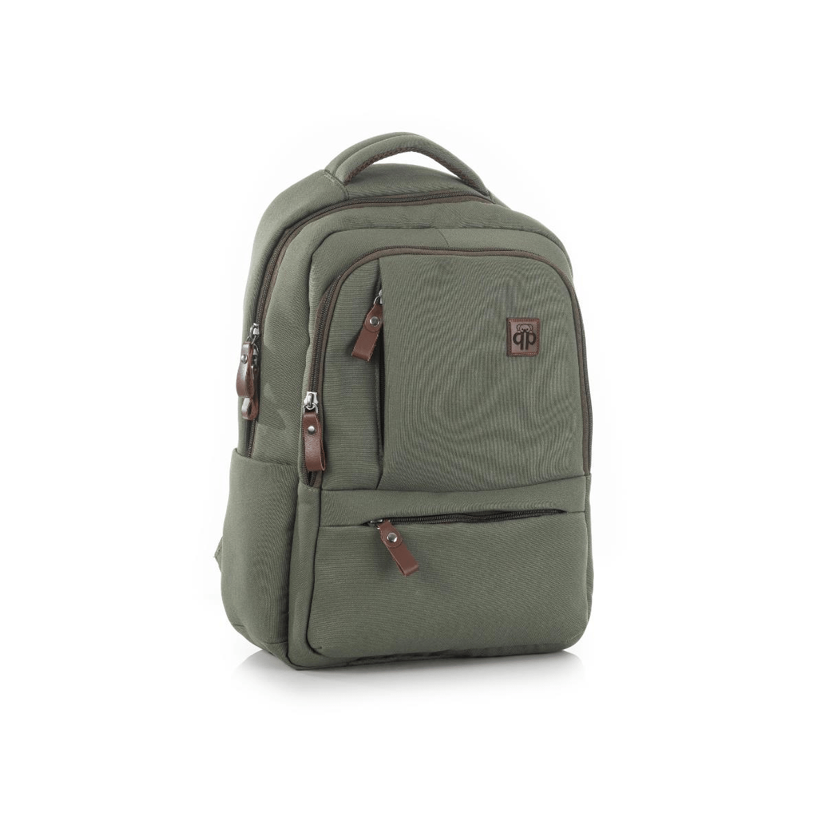 qp Madre Unisex Gabardin Kumaş Laptop Bölmeli Haki Sırt Çantası GBR1001-05