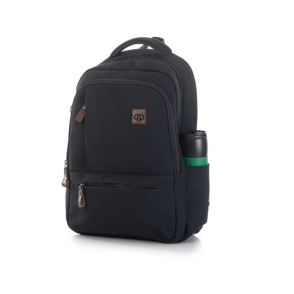 qp Madre Unisex Gabardin Kumaş Laptop Bölmeli Siyah Sırt Çantası GBR1001-00
