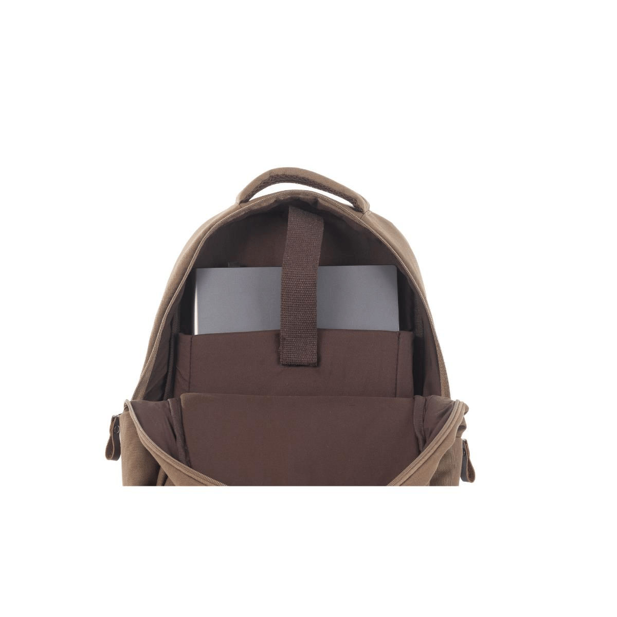 qp Madre Unisex Gabardin Kumaş Laptop Bölmeli Açık Kahve Sırt Çantası GBR1001-04