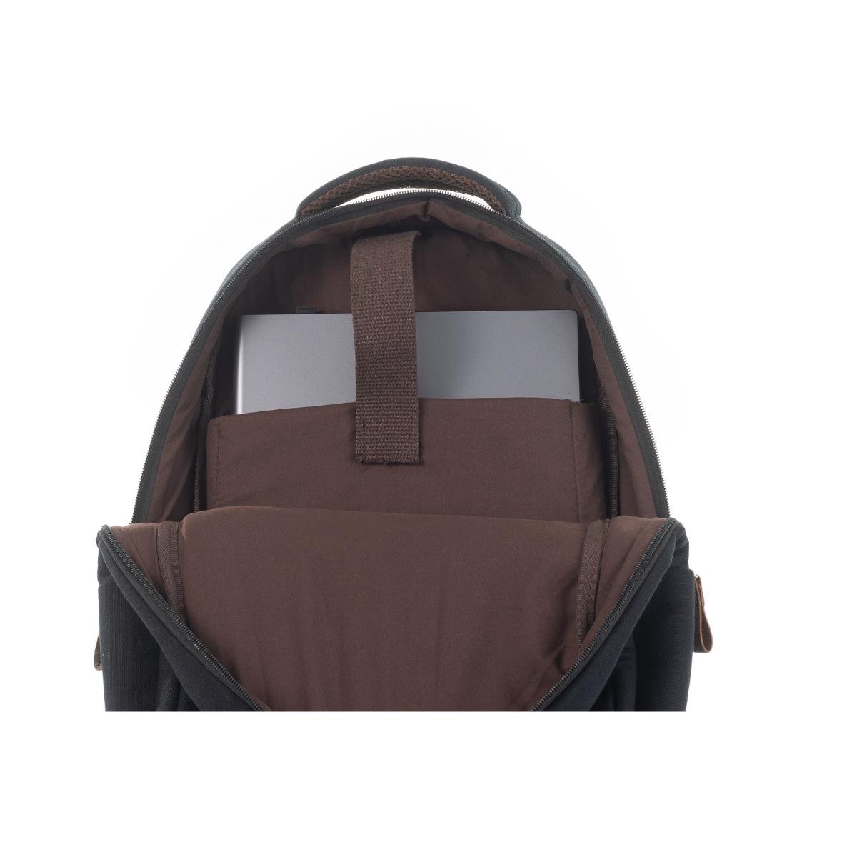 qp Madre Unisex Gabardin Kumaş Laptop Bölmeli Siyah Sırt Çantası GBR1001-00