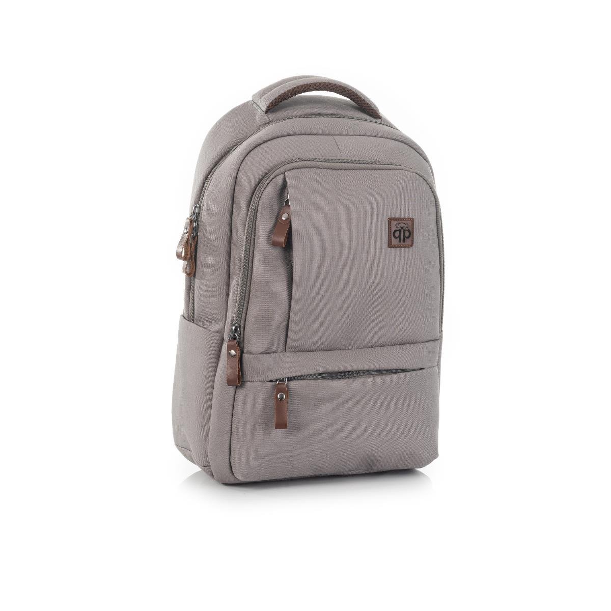 qp Madre Unisex Gabardin Kumaş Laptop Bölmeli Gri Sırt Çantası GBR1001-02