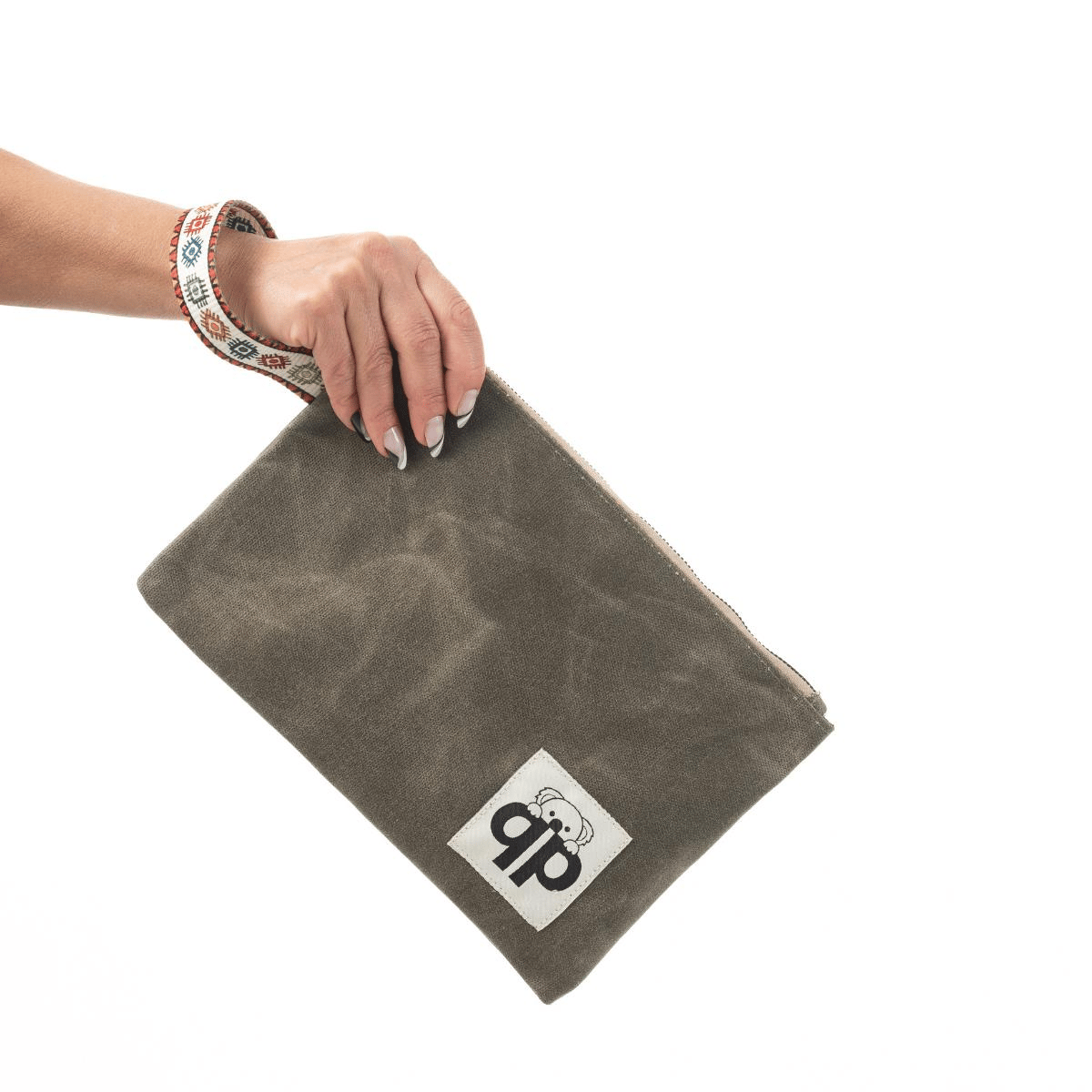 qp Ronda Tote Bag Kadın Haki Mumlu Kanvas El ve Omuz Çantası QP1002-04