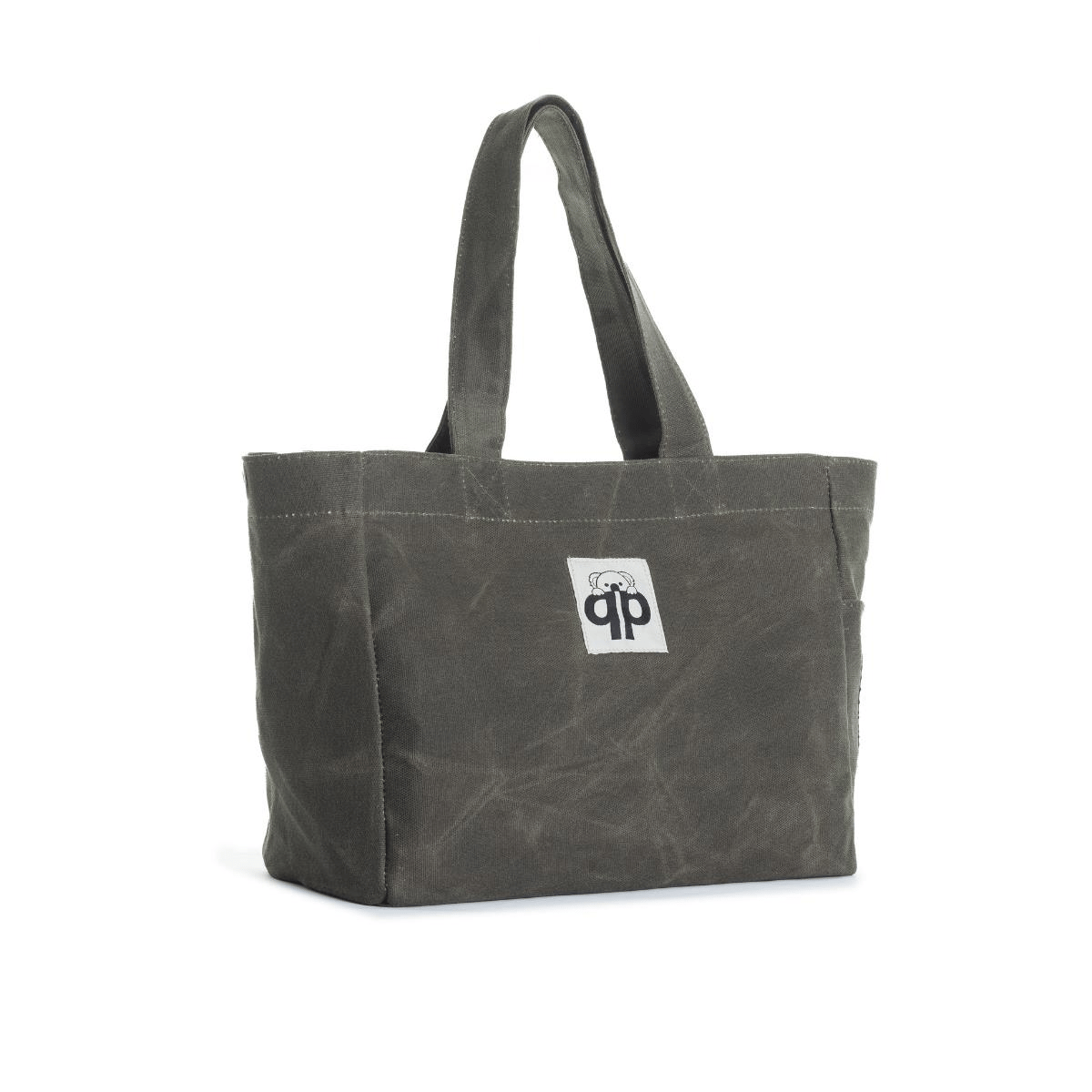 qp Ronda Tote Bag Kadın Haki Mumlu Kanvas El ve Omuz Çantası QP1002-04